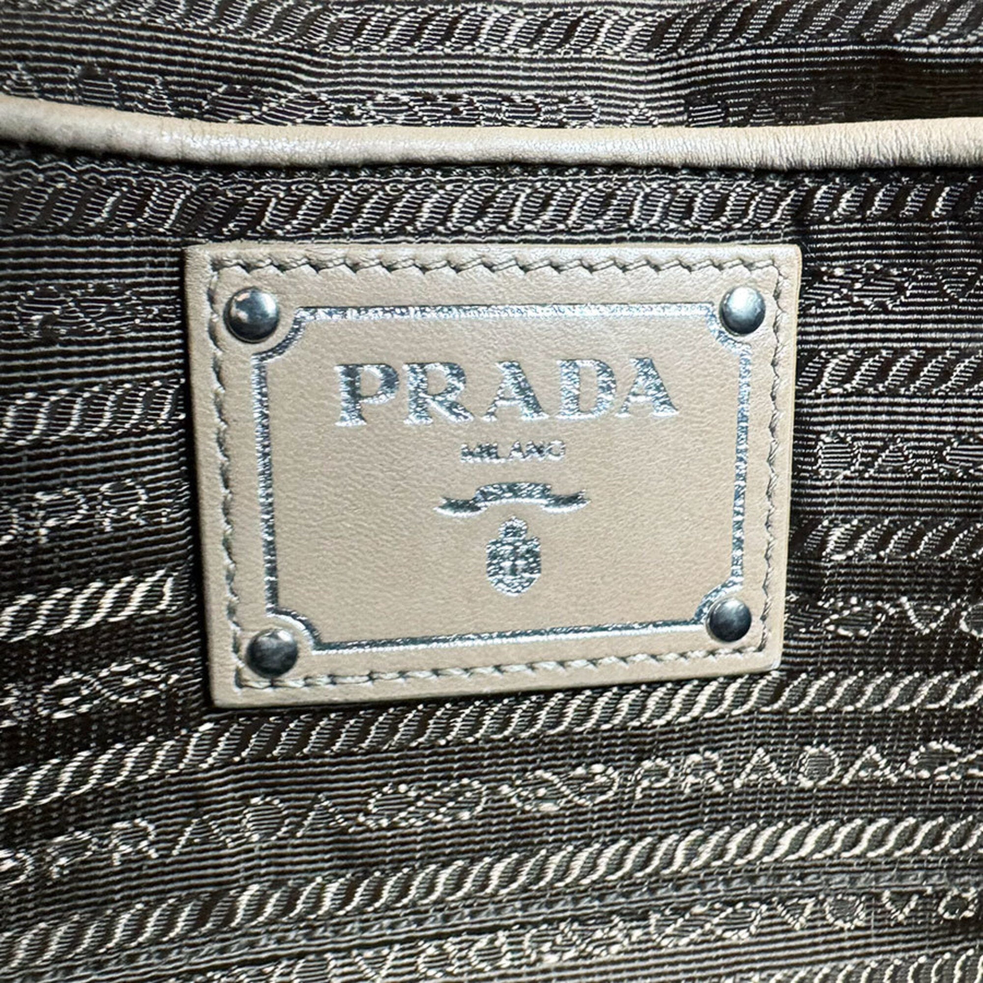 Prada Beige Leather Handbag Shoulder Bag (Pre-Owned)