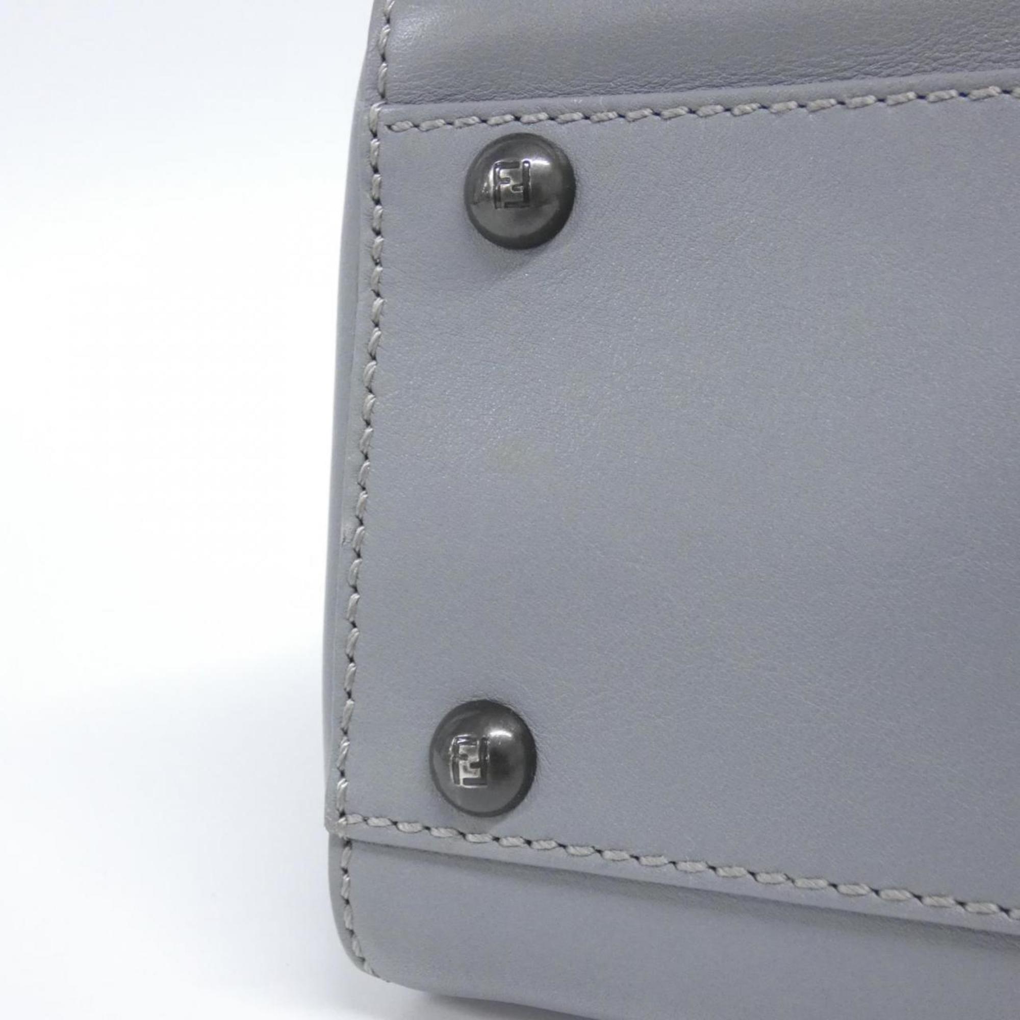 Fendi Gray Leather Handbag (Pre-Owned)