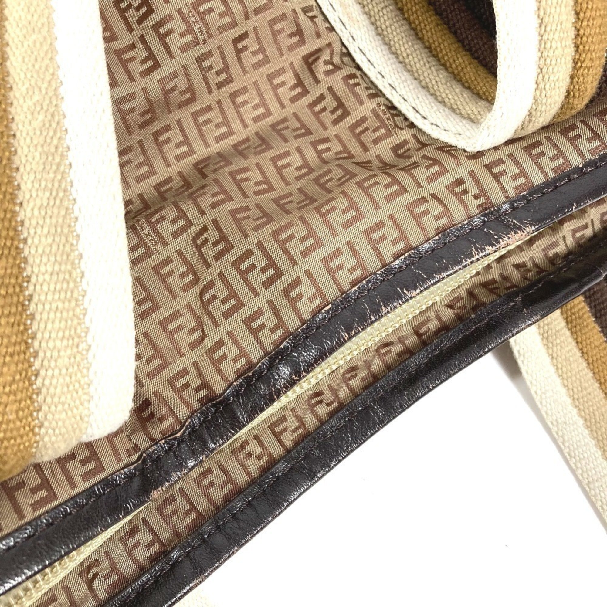 Fendi Beige Nylon Handbag Pouch Shoulder Bag Tote Bag (Pre-Owned)