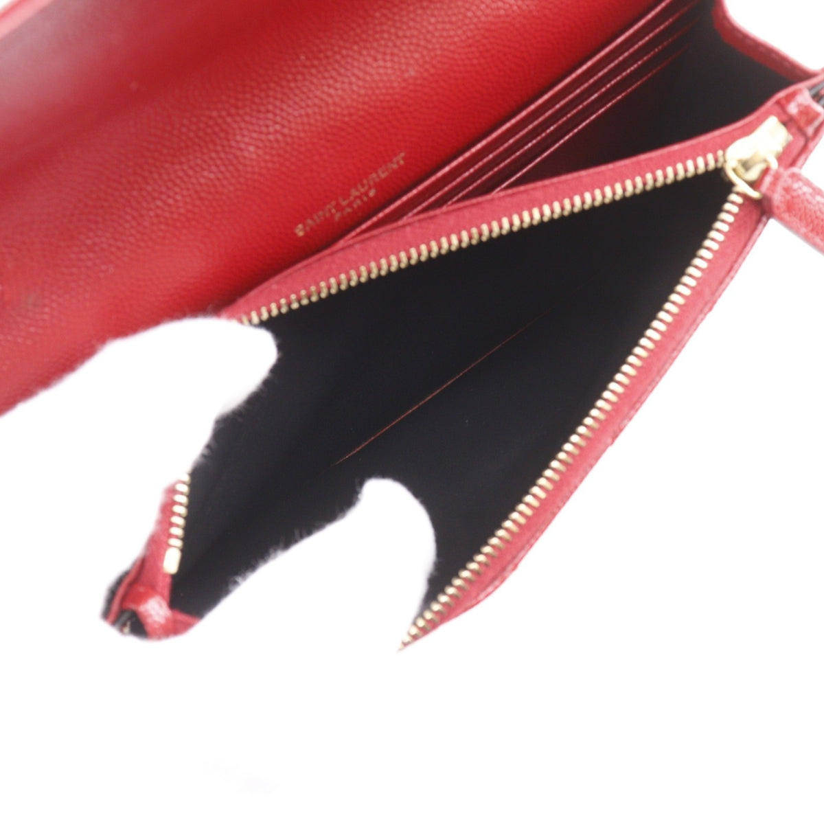Yves Saint Laurent Red Color Leather Shoulder Bag (Pre-Owned)