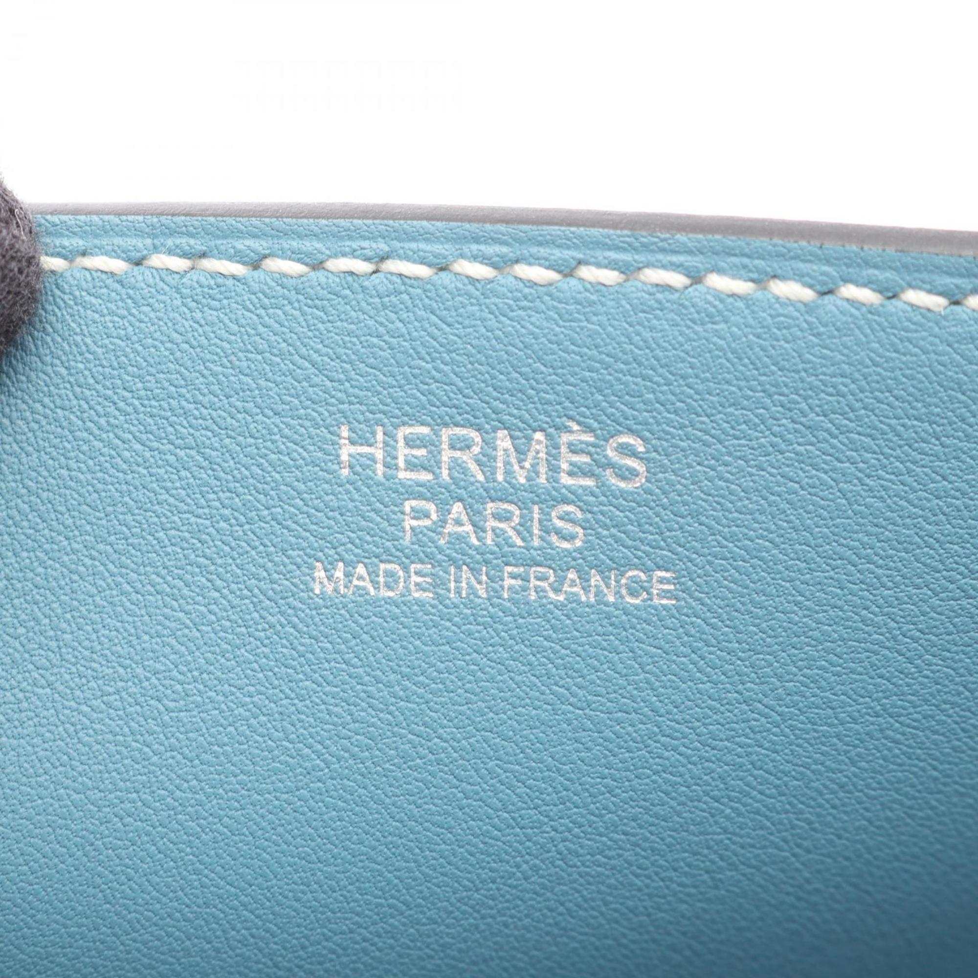 Hermes Blue Blue Jean Leather Handbag Shoulder Bag (Pre-Owned)