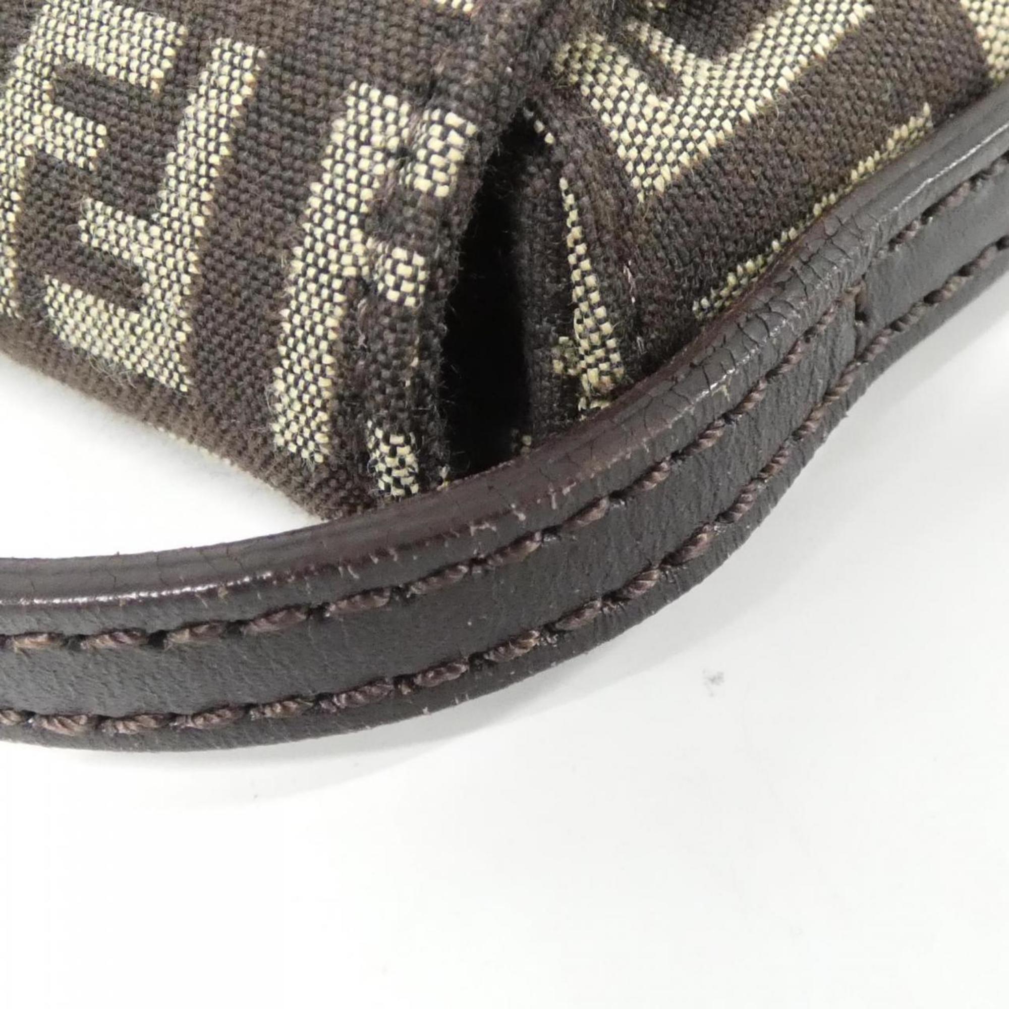 Fendi Beige Brown Canvas Shoulder Bag (Pre-Owned)