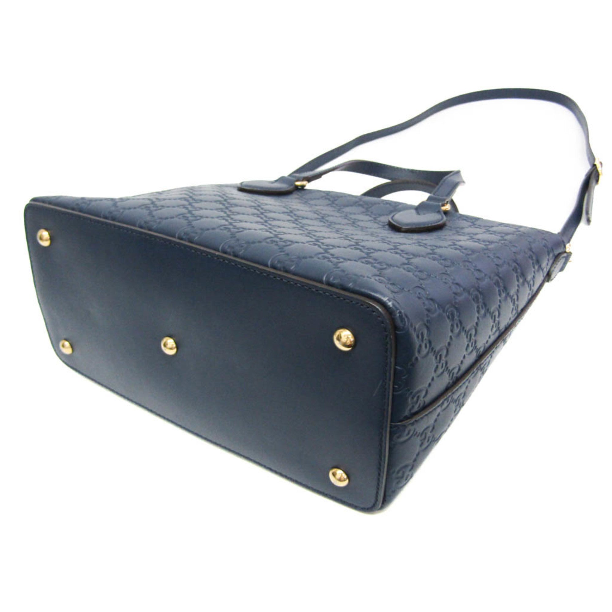 Gucci Guccissima Blue Leather Handbag Shoulder Bag (Pre-Owned)