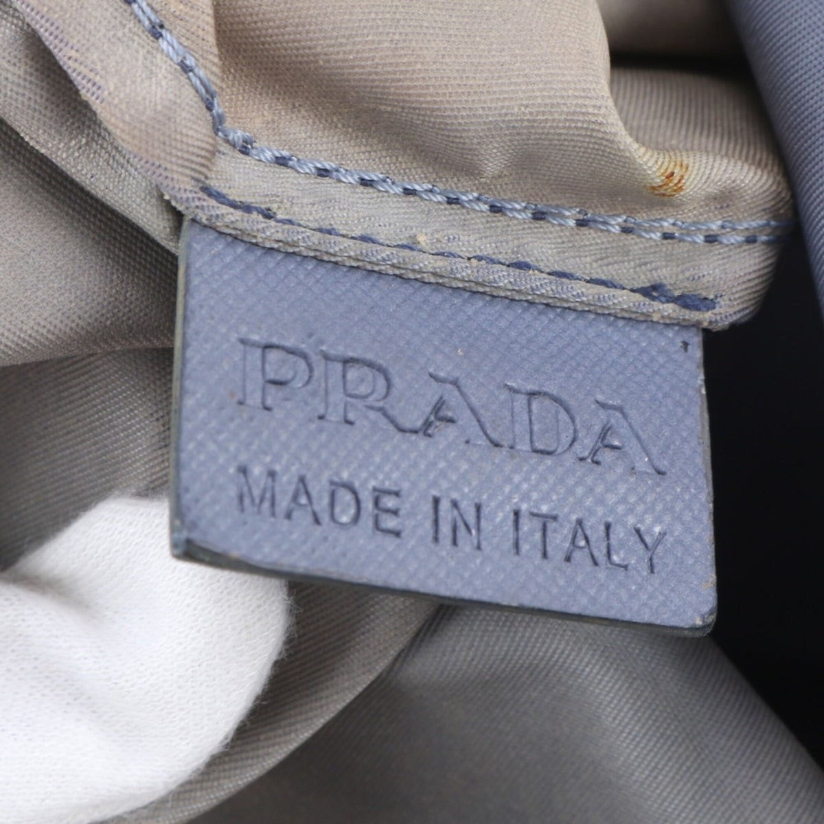 Prada Blue Leather Nylon Handbag Shoulder Bag Tote Bag (Pre-Owned)