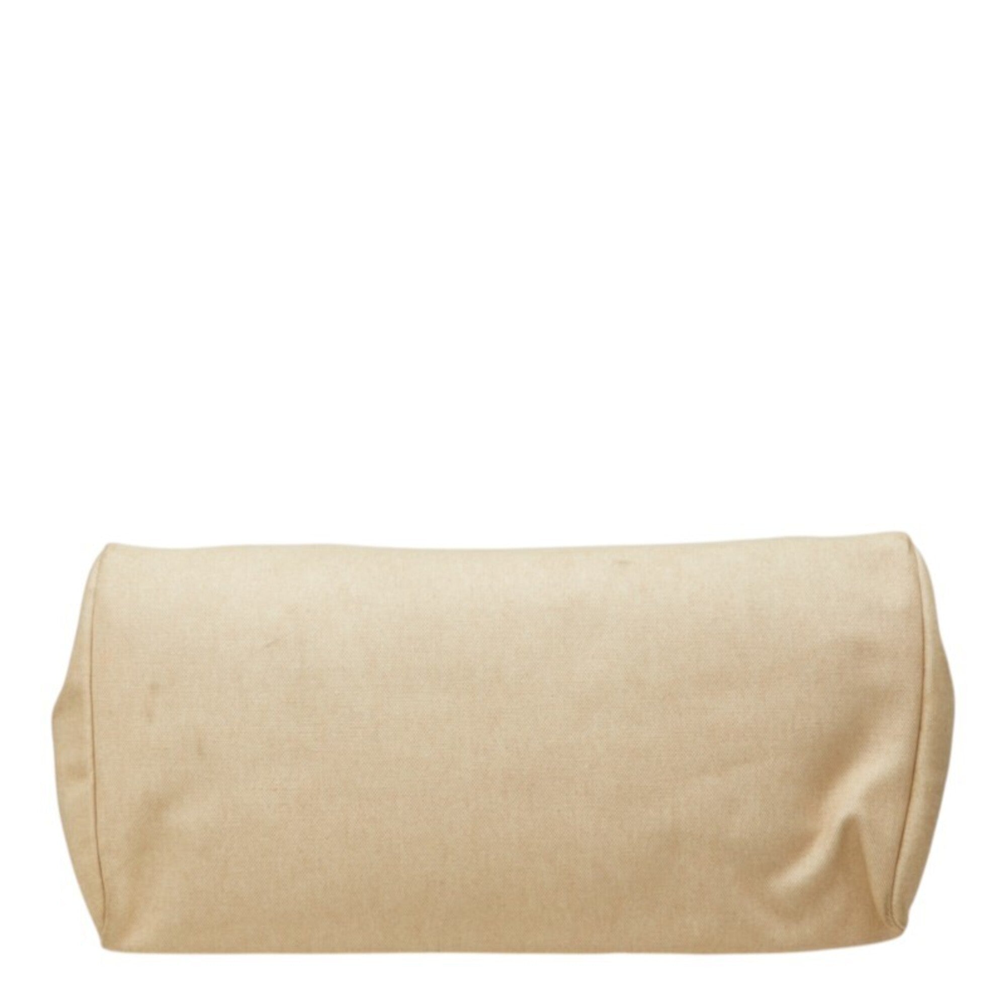 Hermes Beige Brown Canvas Handbag Shoulder Bag (Pre-Owned)
