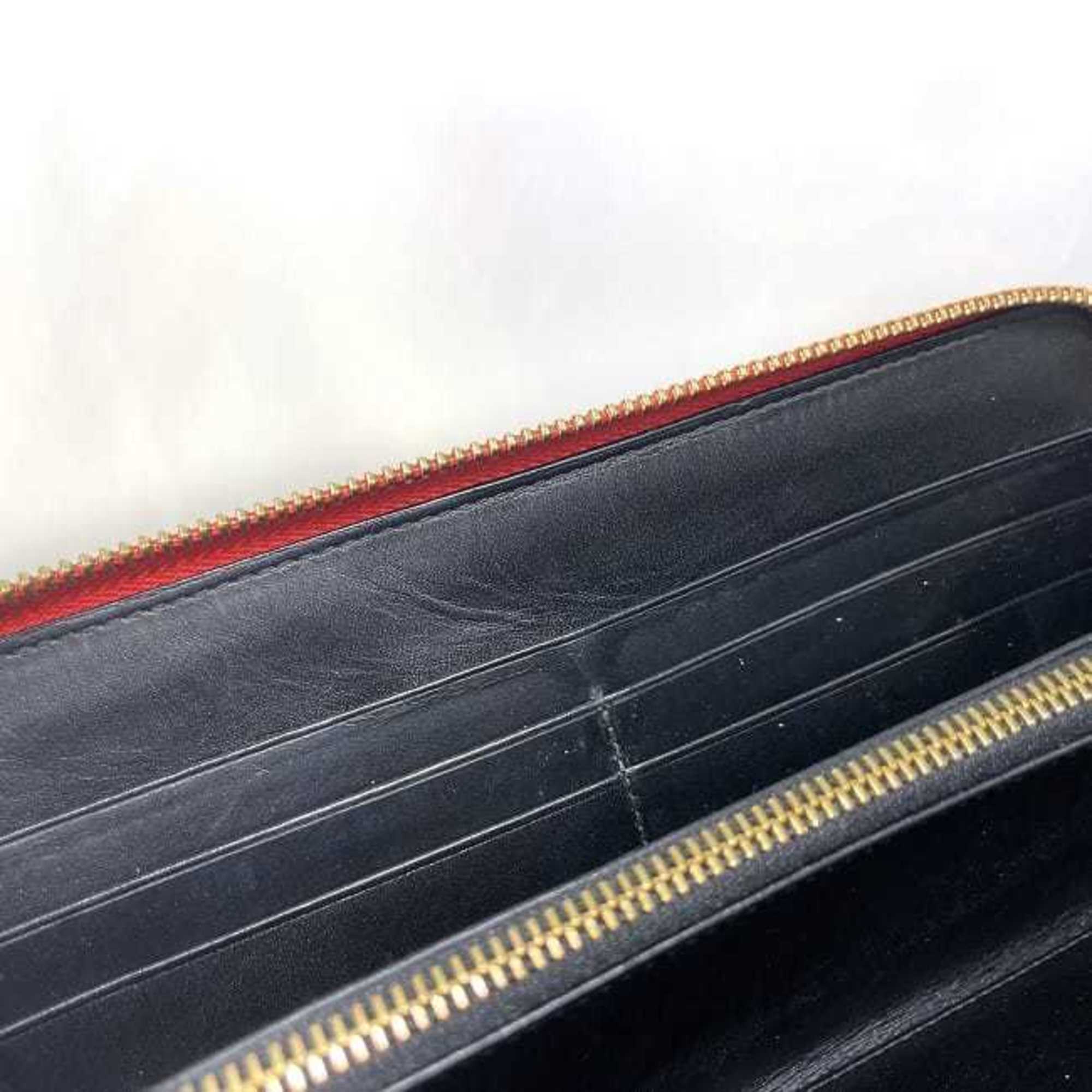 Loewe Repeat Red Color Leather Long Wallet (Bi-Fold) (Pre-Owned)