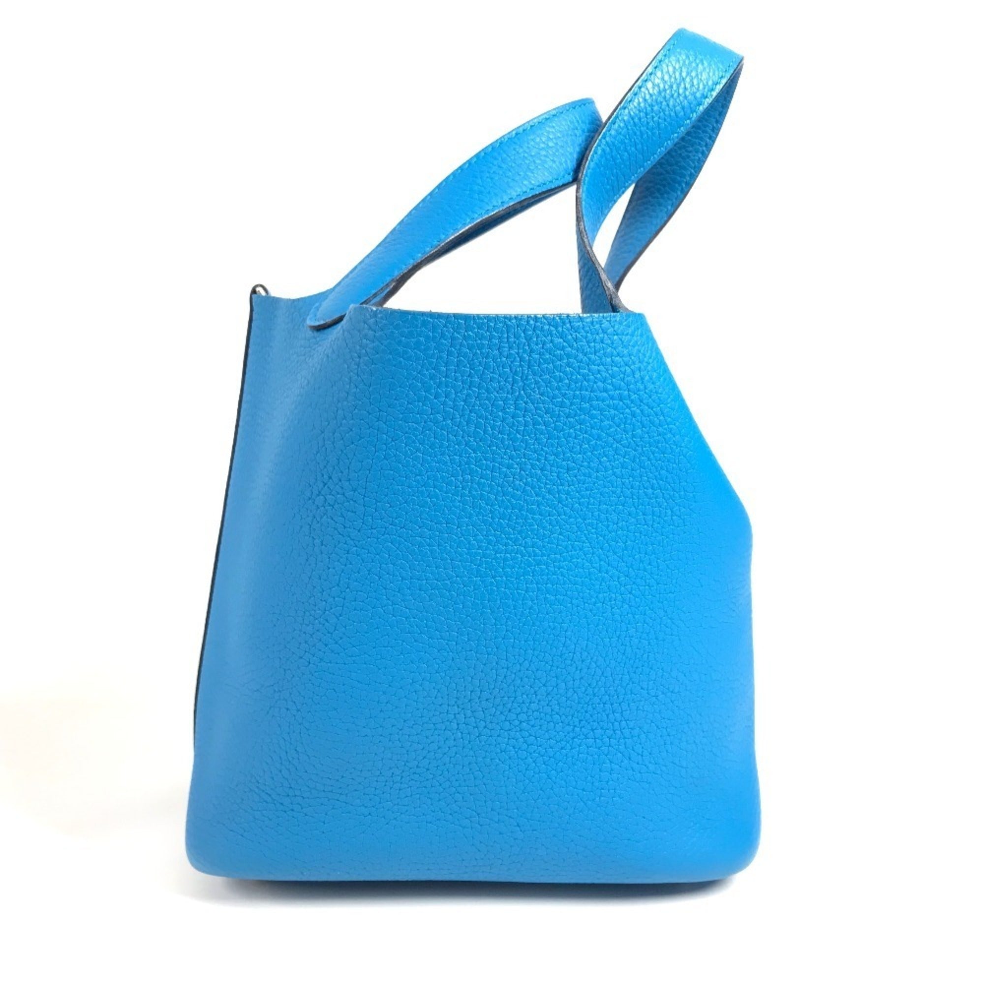 Hermes Blue Taurillon Clemence Leather Handbag Tote Bag (Pre-Owned)