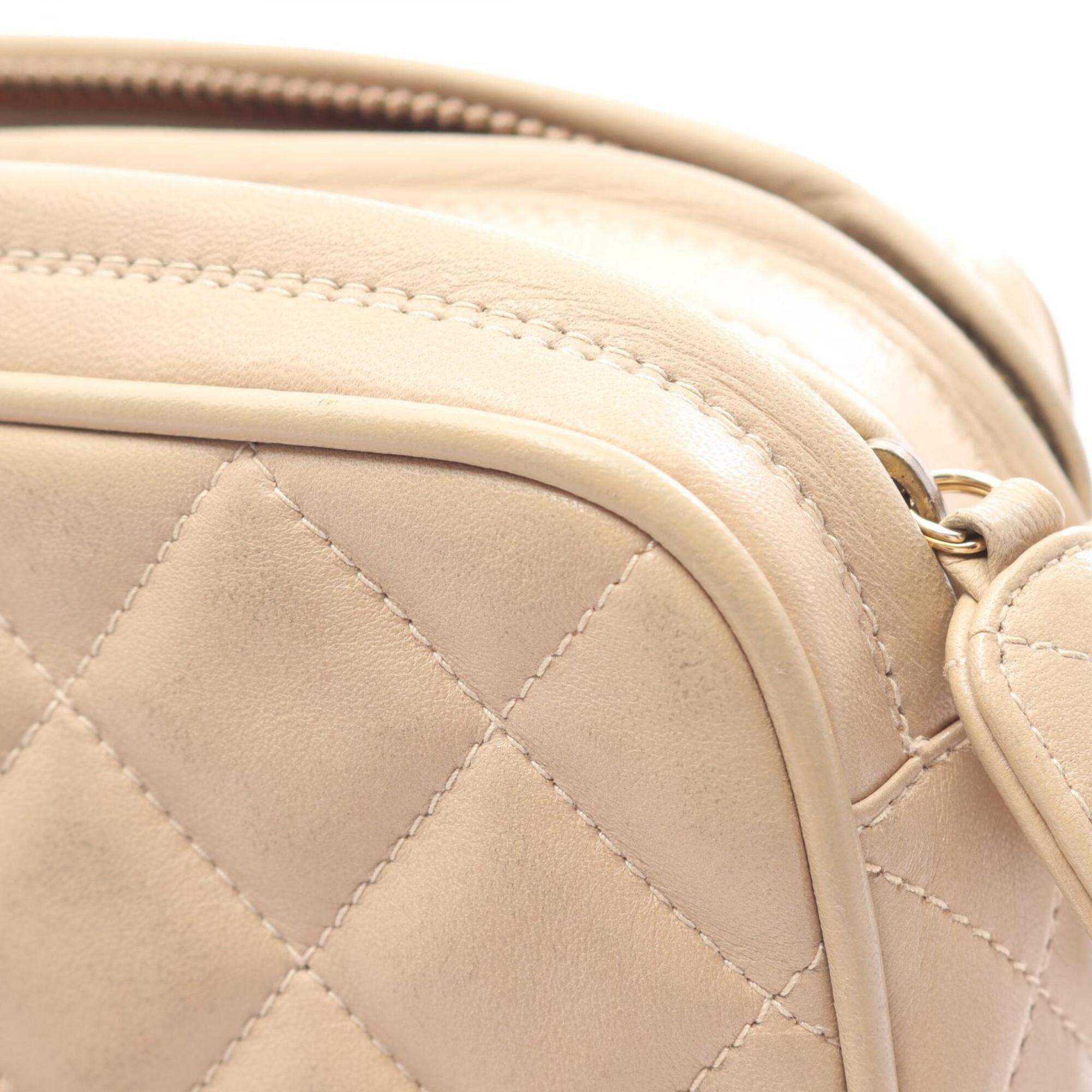 Chanel Beige Leather Handbag Shoulder Bag (Pre-Owned)