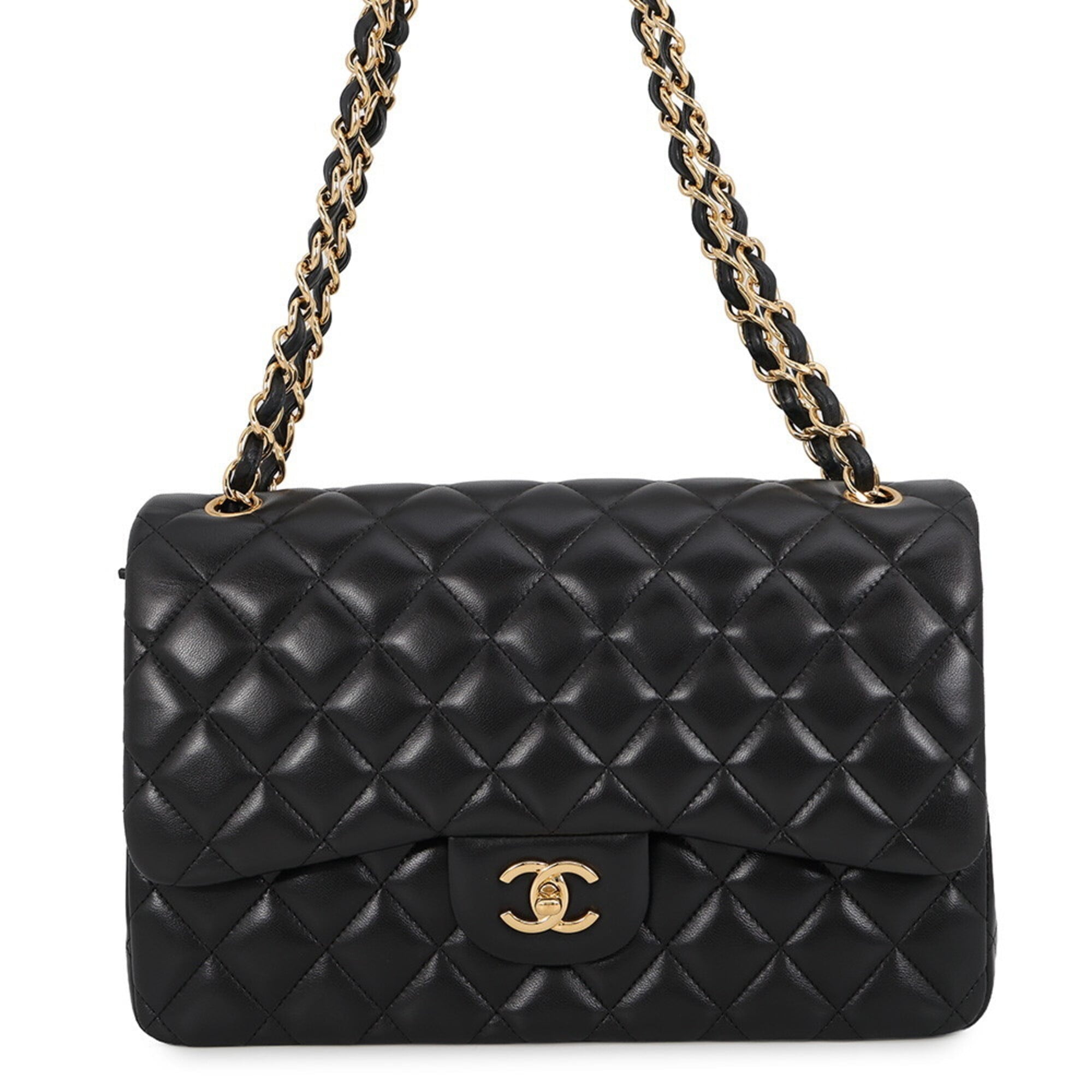 Chanel Matelasse Black Leather Handbag Shoulder Bag (Pre-Owned)