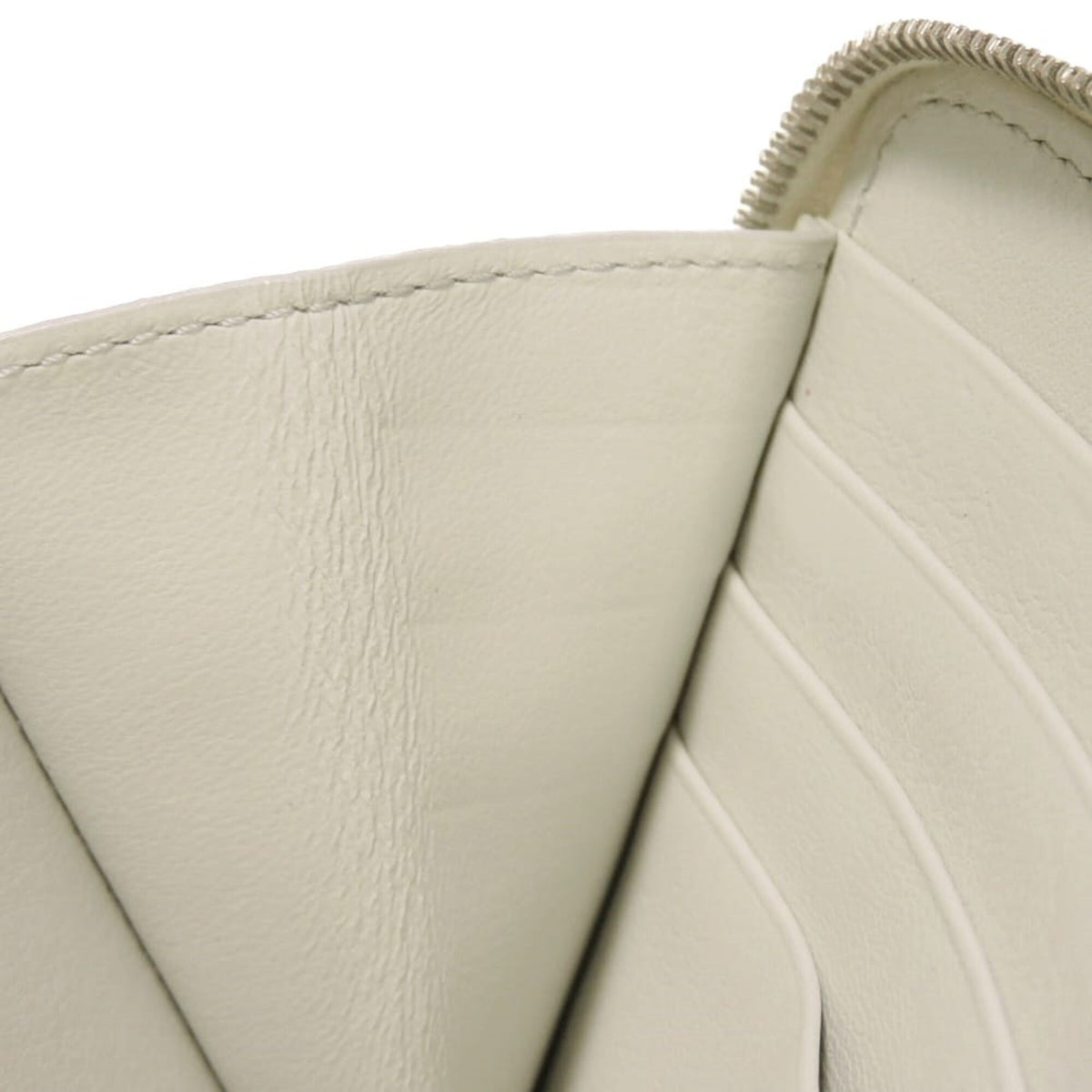 Celine Gray White Leather Long Wallet (Bi-Fold) (Pre-Owned)