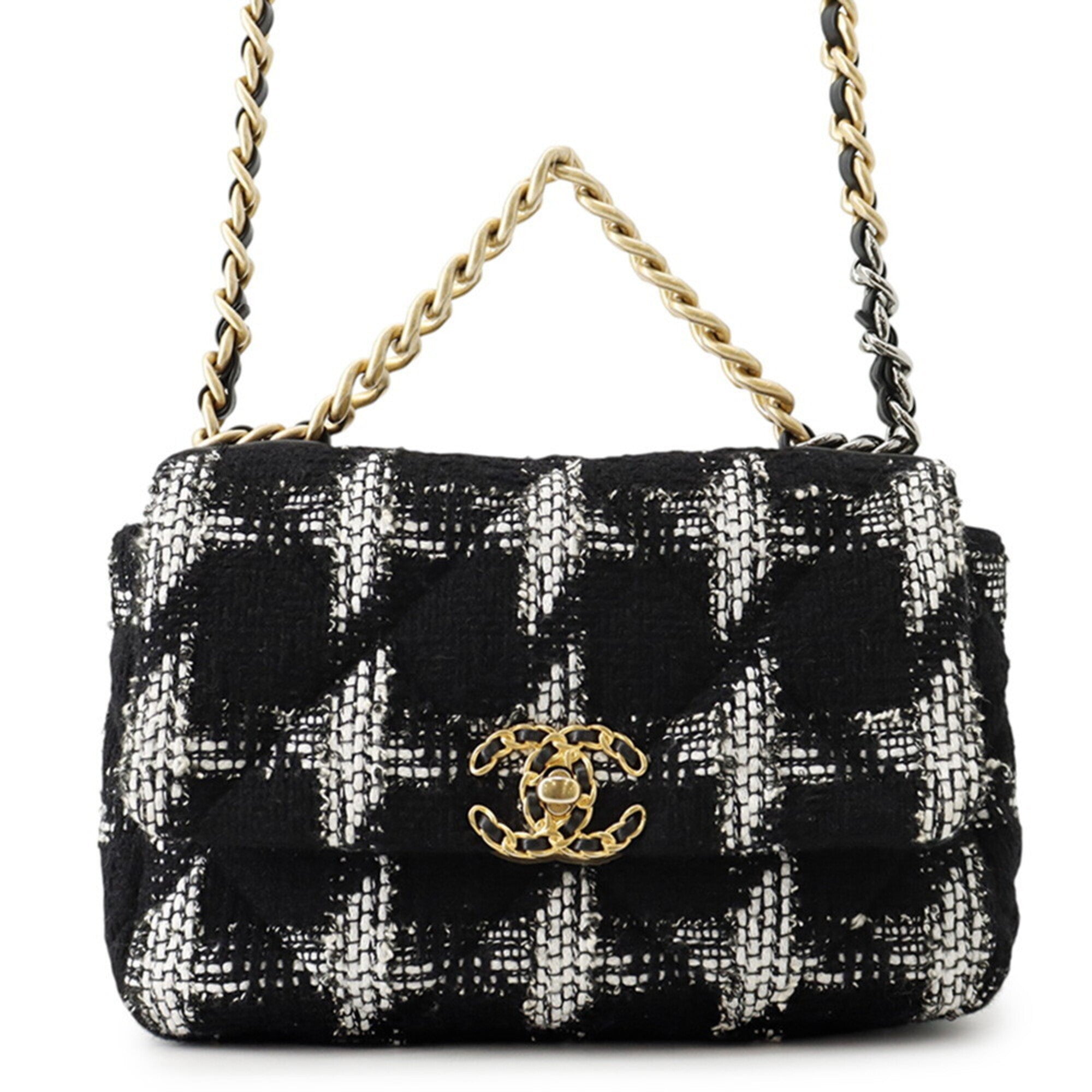 Chanel Black White Tweed Shoulder Bag (Pre-Owned)