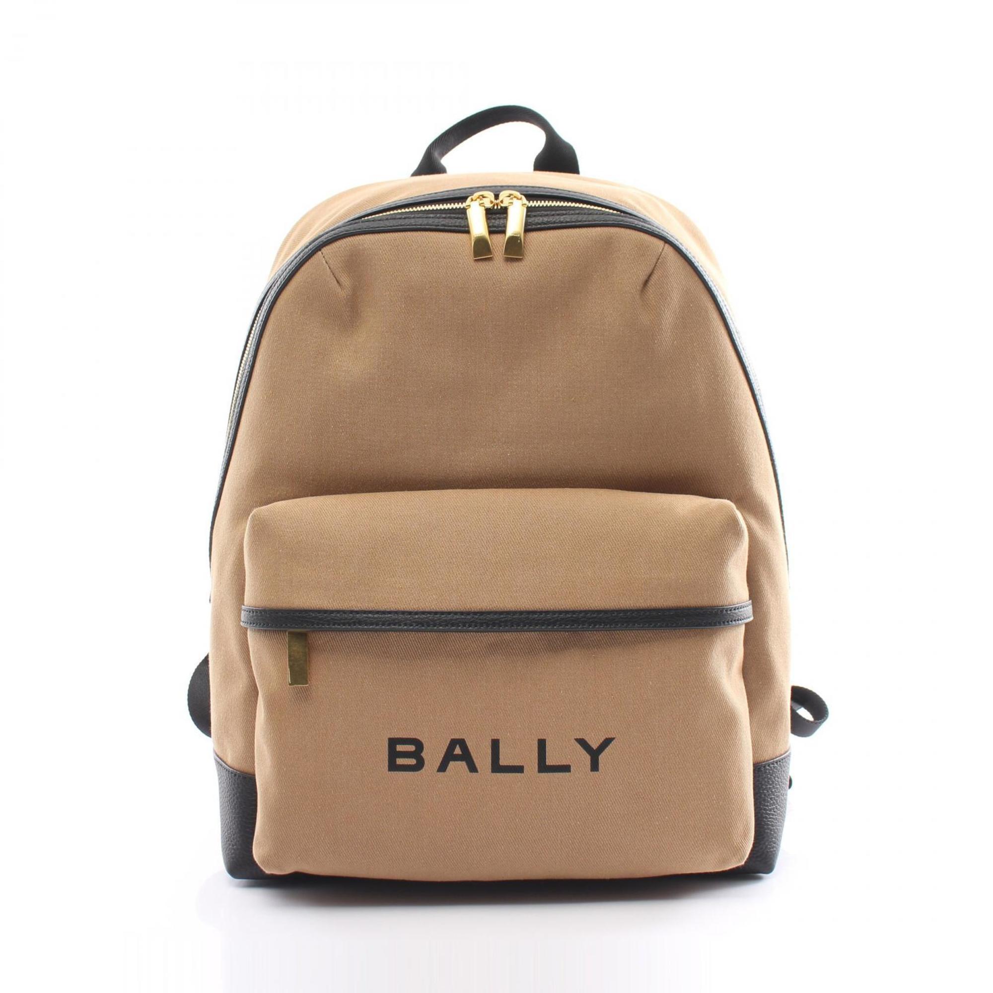 Bally Beige Black Leather Fabric Backpack (Pre-Owned)