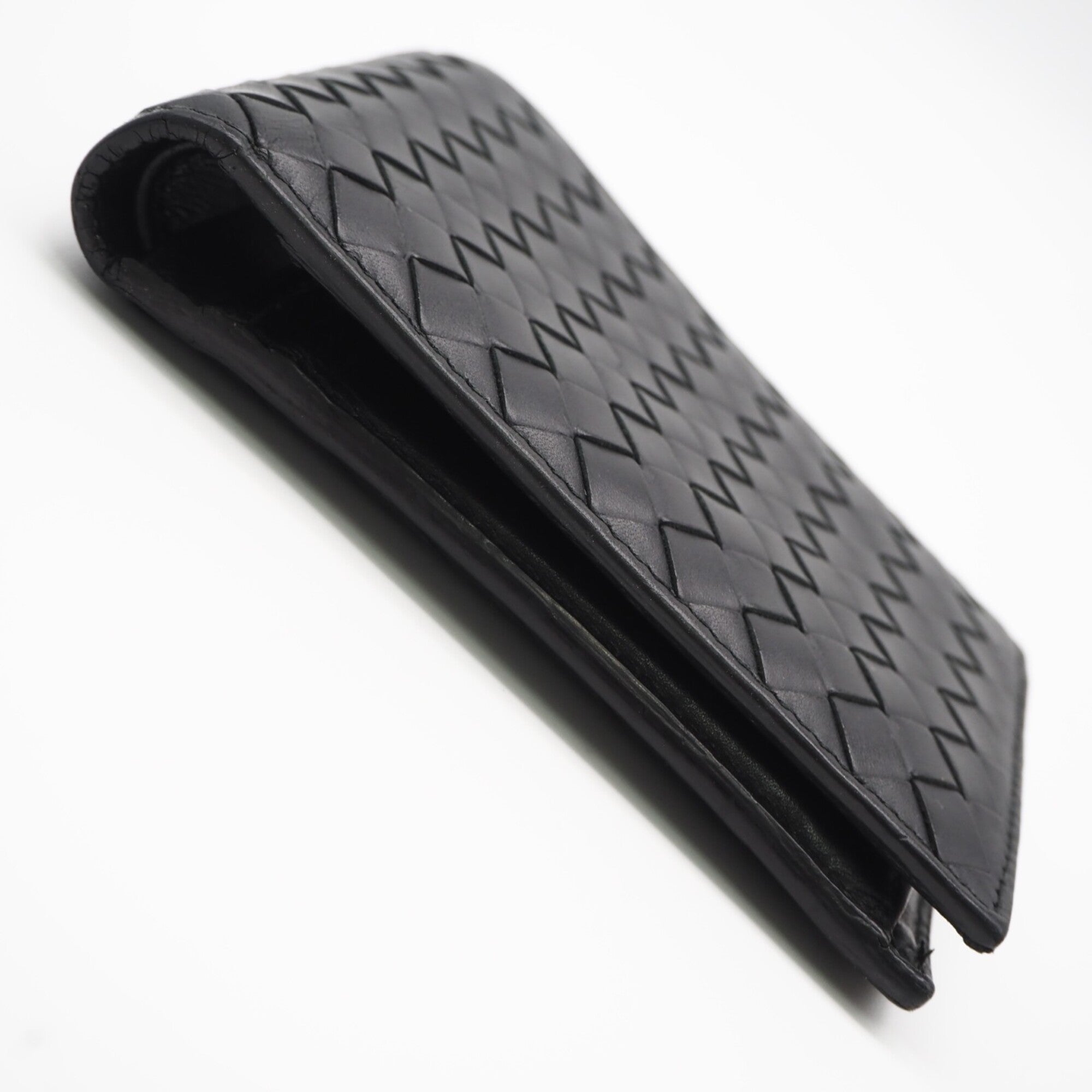 Bottega Veneta Intrecciato Black Leather Wallet (Bi-Fold) (Pre-Owned)
