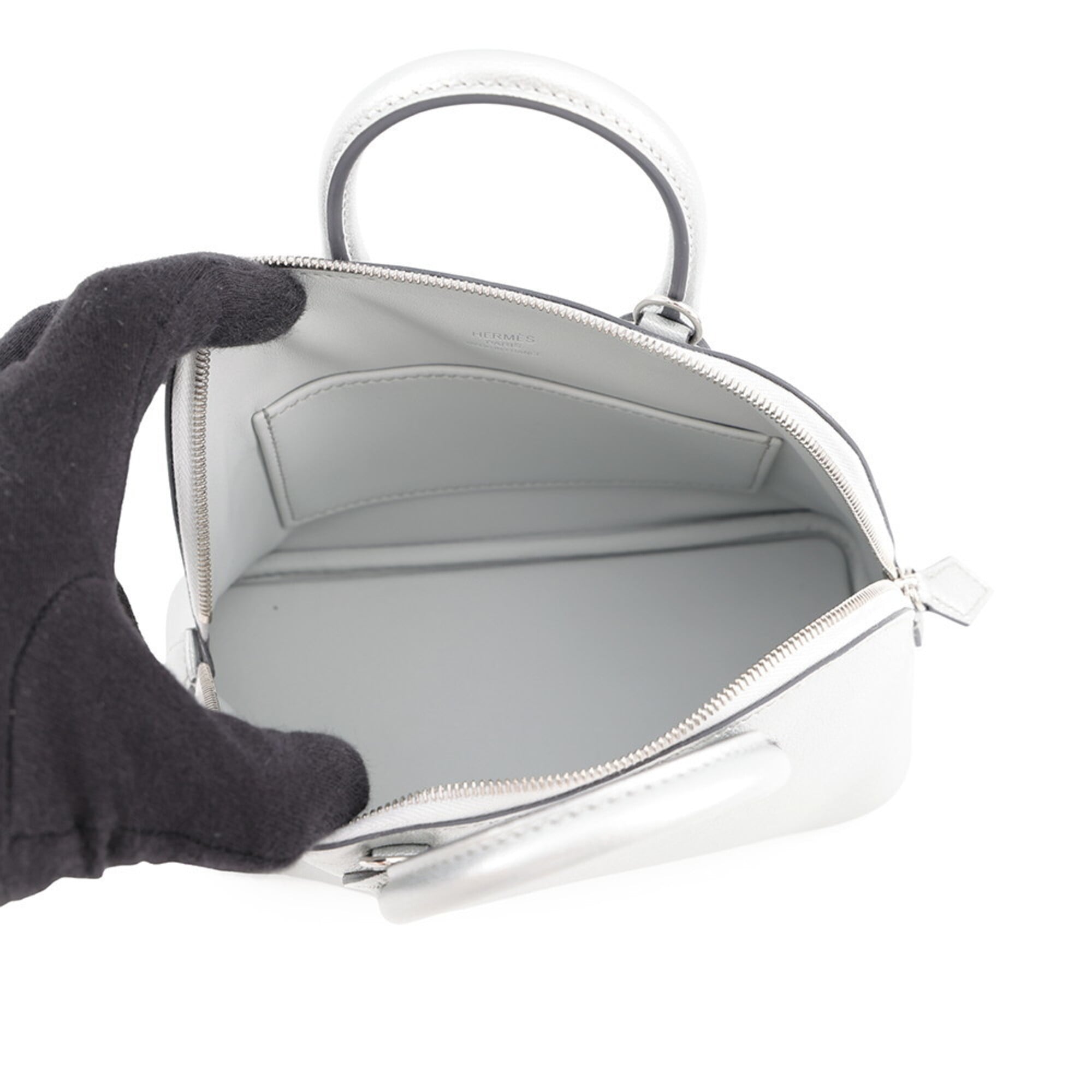 Hermes Argent Chevre Leather Handbag (Pre-Owned)