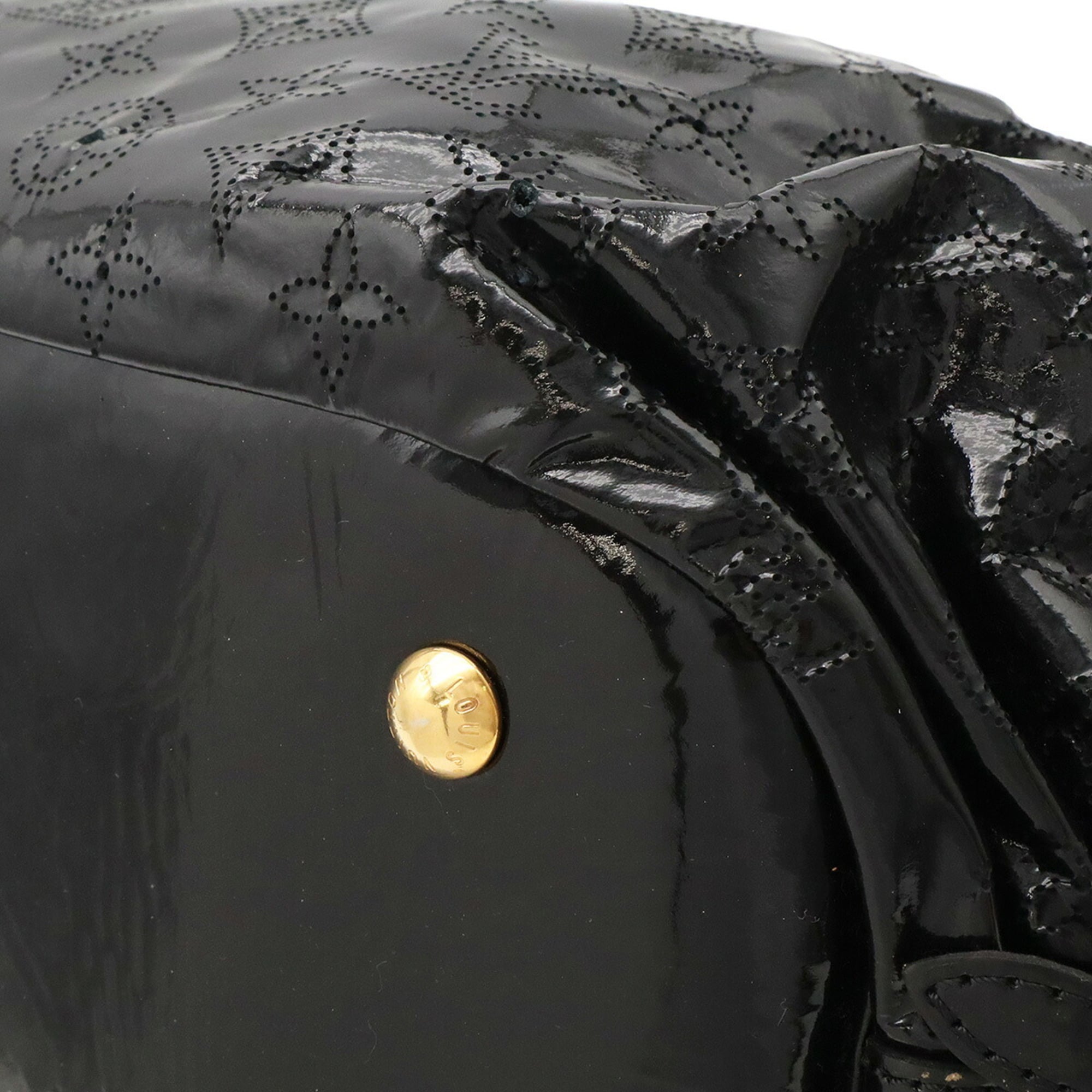 Louis Vuitton Black Noir White Patent Leather Shoulder Bag Tote Bag (Pre-Owned)