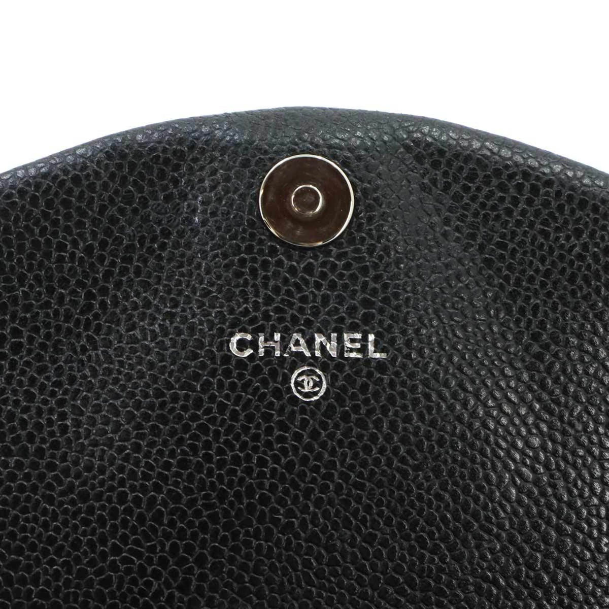 Chanel Black Grained Calfskin Chain/Shoulder Wallet (Pre-Owned)