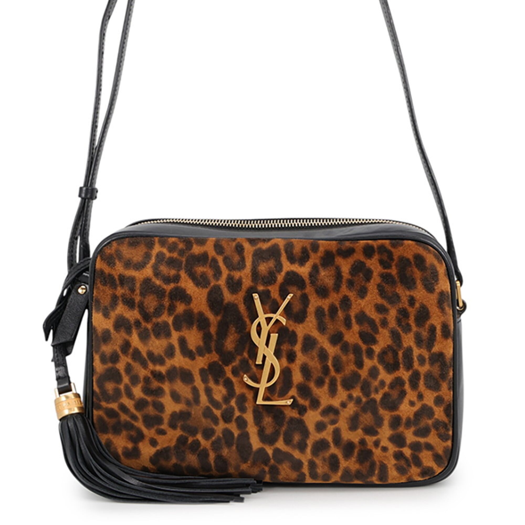 Yves Saint Laurent Black Brown Suede Leather Handbag Shoulder Bag (Pre-Owned)