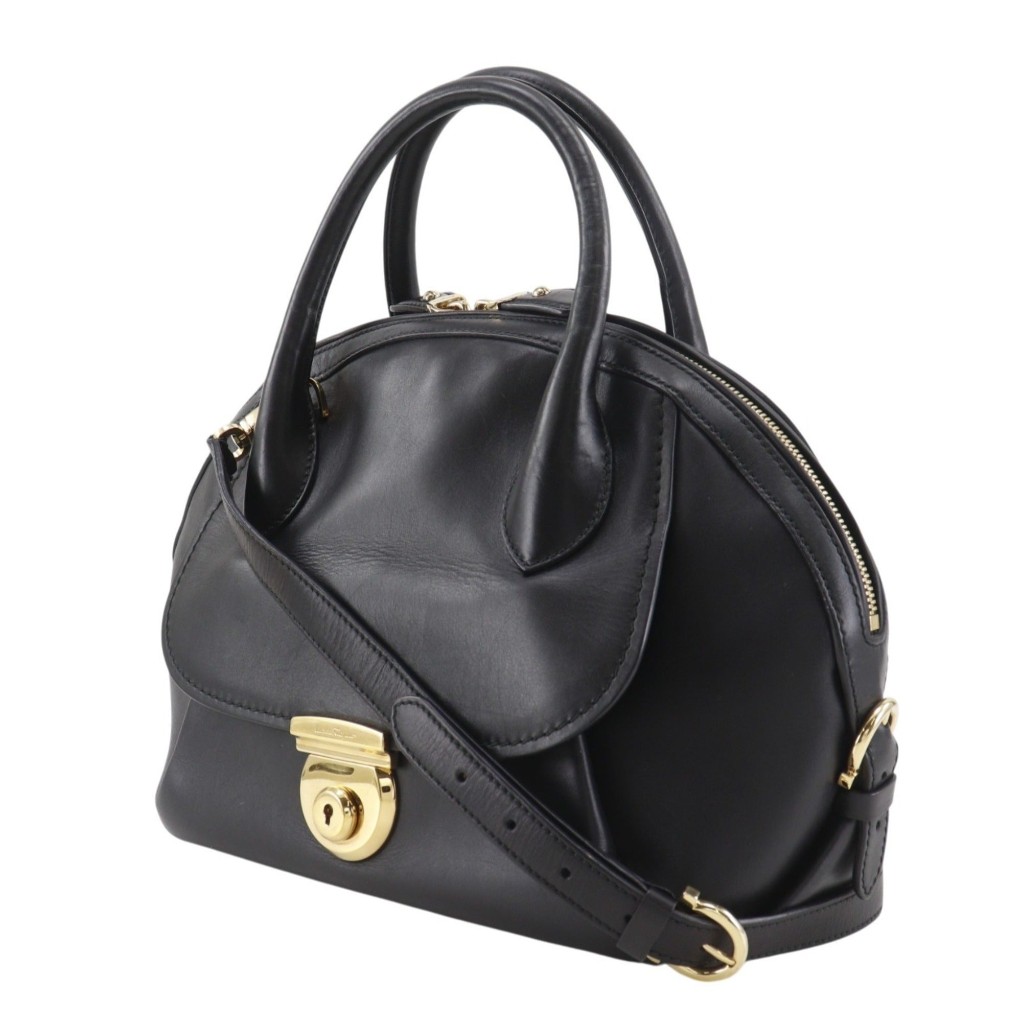 Salvatore Ferragamo Black Leather Handbag (Pre-Owned)