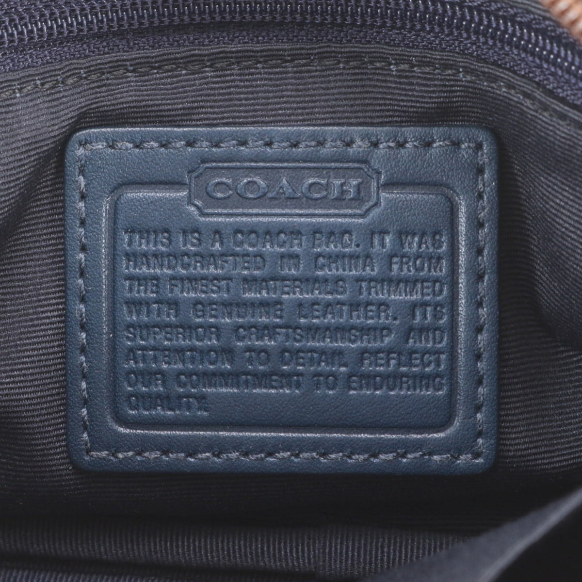 Coach Beige Smoke Green Leather Canvas Pouch Shoulder Bag Sling Bag (Pre-Owned)