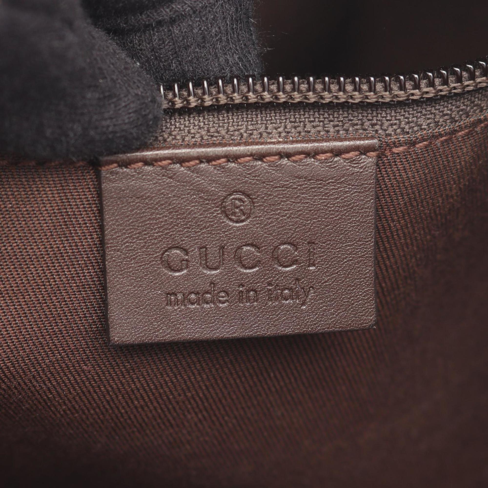Gucci Beige Brown Gg Canvas Leather Shoulder Bag (Pre-Owned)