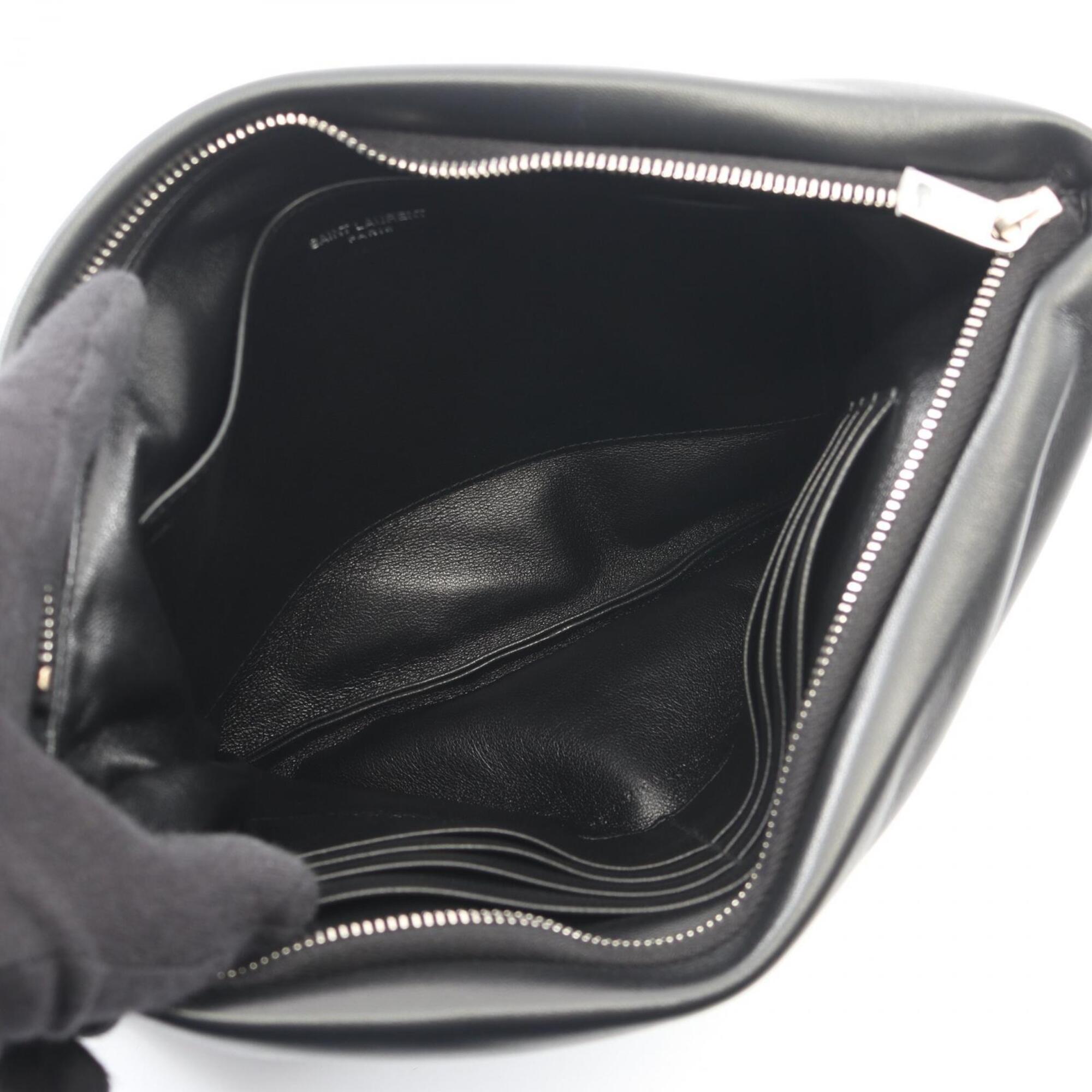Yves Saint Laurent Black Leather Clutch Bag Pouch (Pre-Owned)