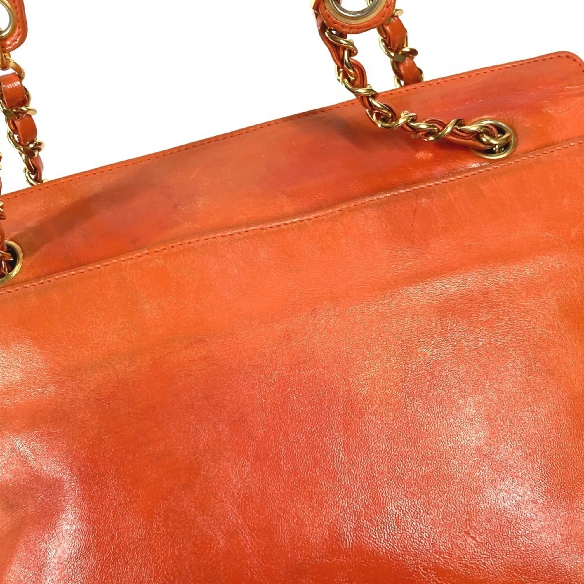 Chanel Orange Leather Shoulder Bag Tote Bag (Pre-Owned)