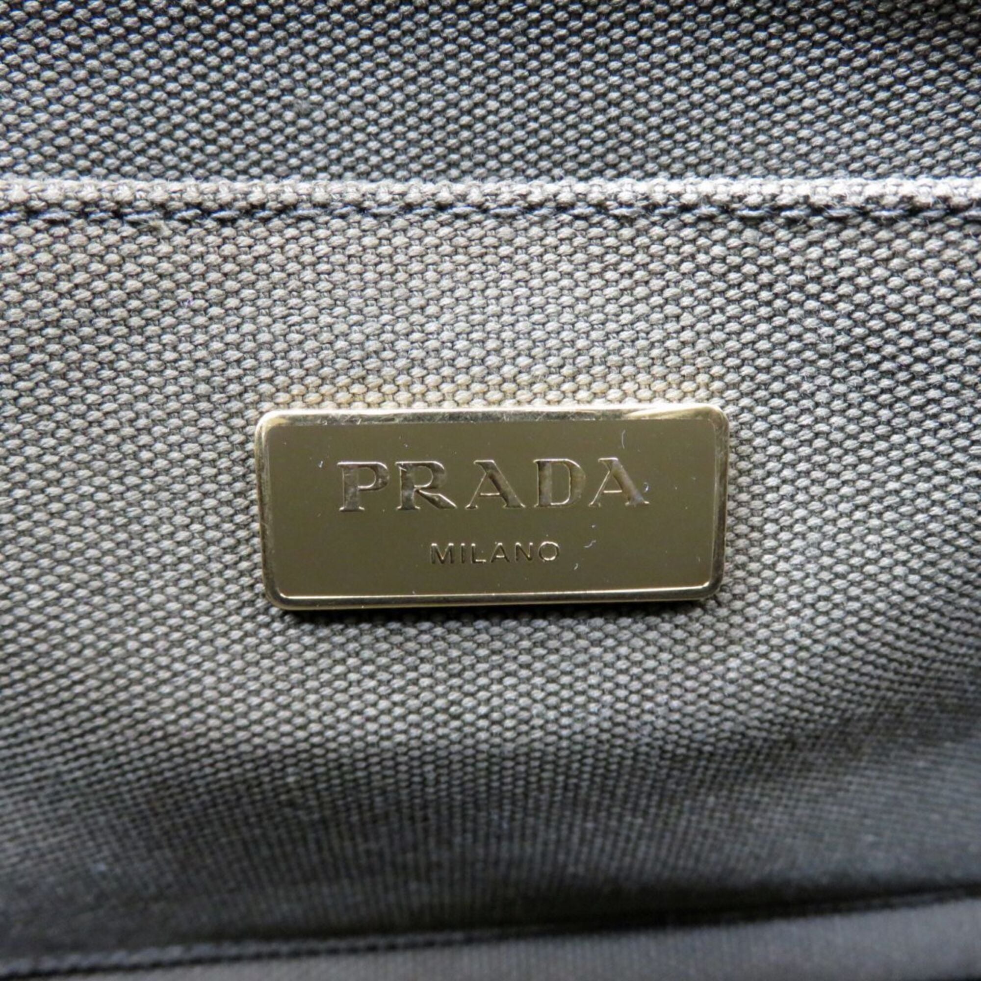 Prada Khaki Canvas Handbag Tote Bag (Pre-Owned)