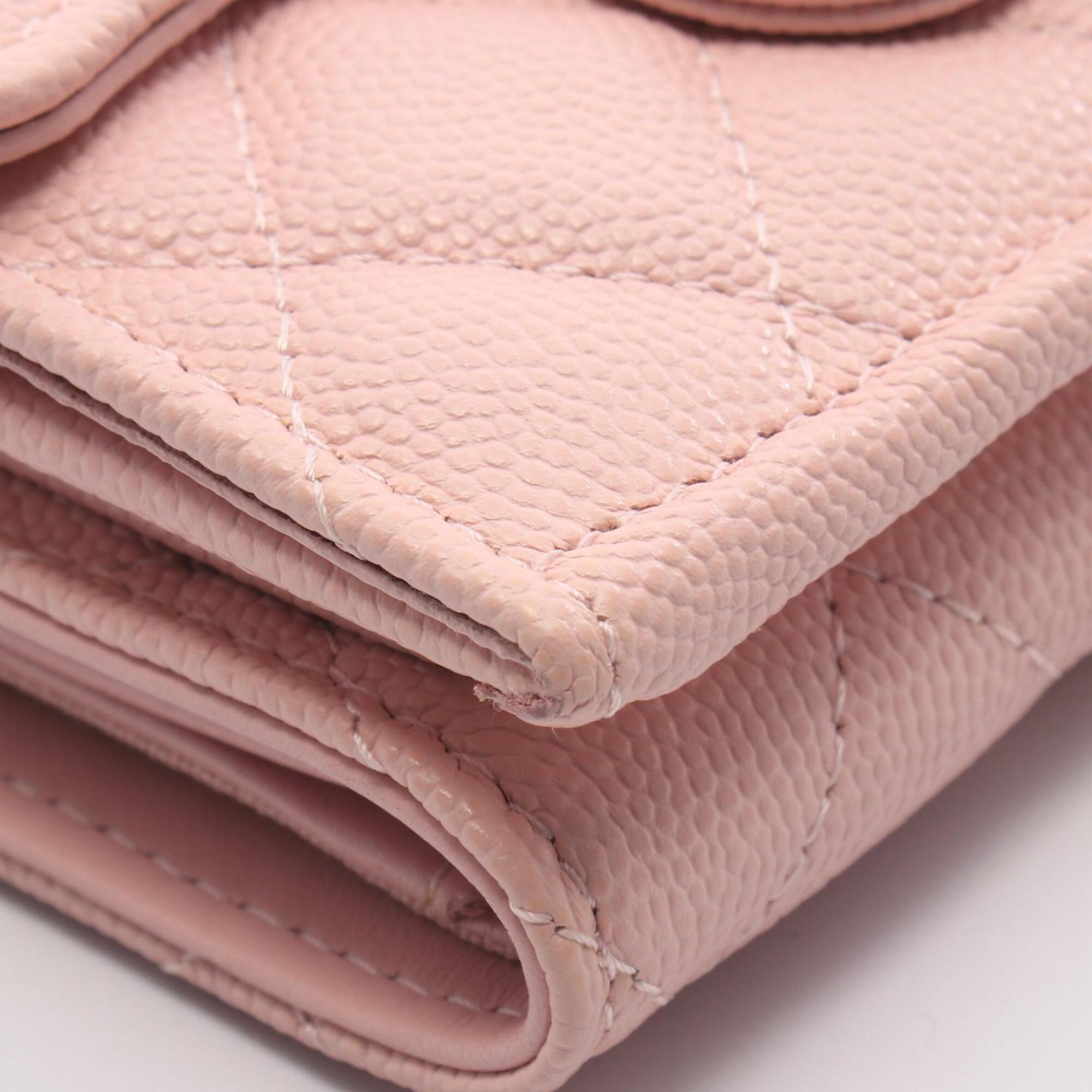 Chanel Pink Grained Calfskin Wallet (Tri-Fold) (Pre-Owned)
