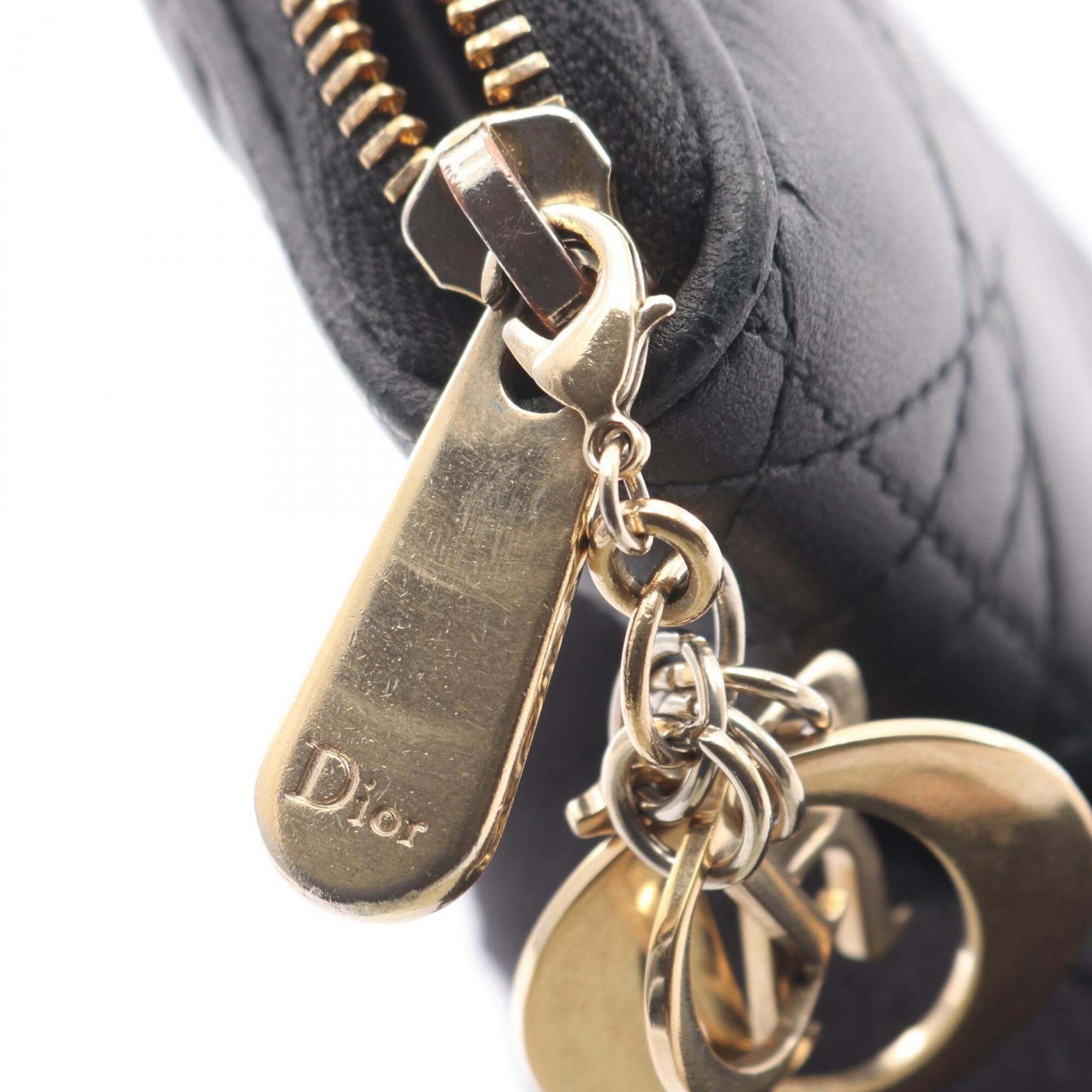 Christian Dior Black Leather Long Wallet (Bi-Fold) (Pre-Owned)