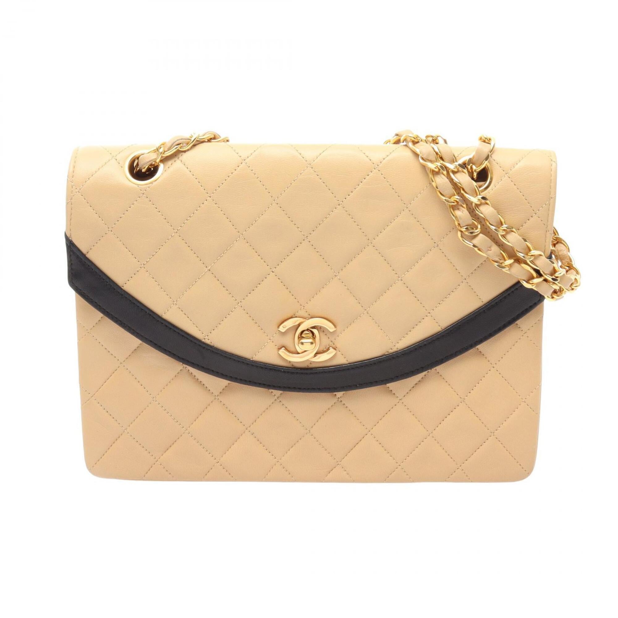 Chanel Beige Leather Handbag Shoulder Bag (Pre-Owned)