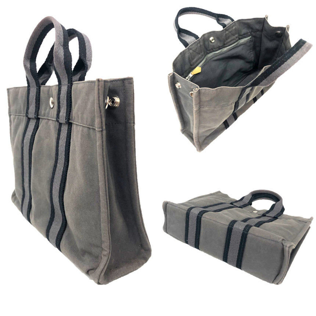 Hermes Fourre Tout Gray Canvas Tote Bag (Pre-Owned)