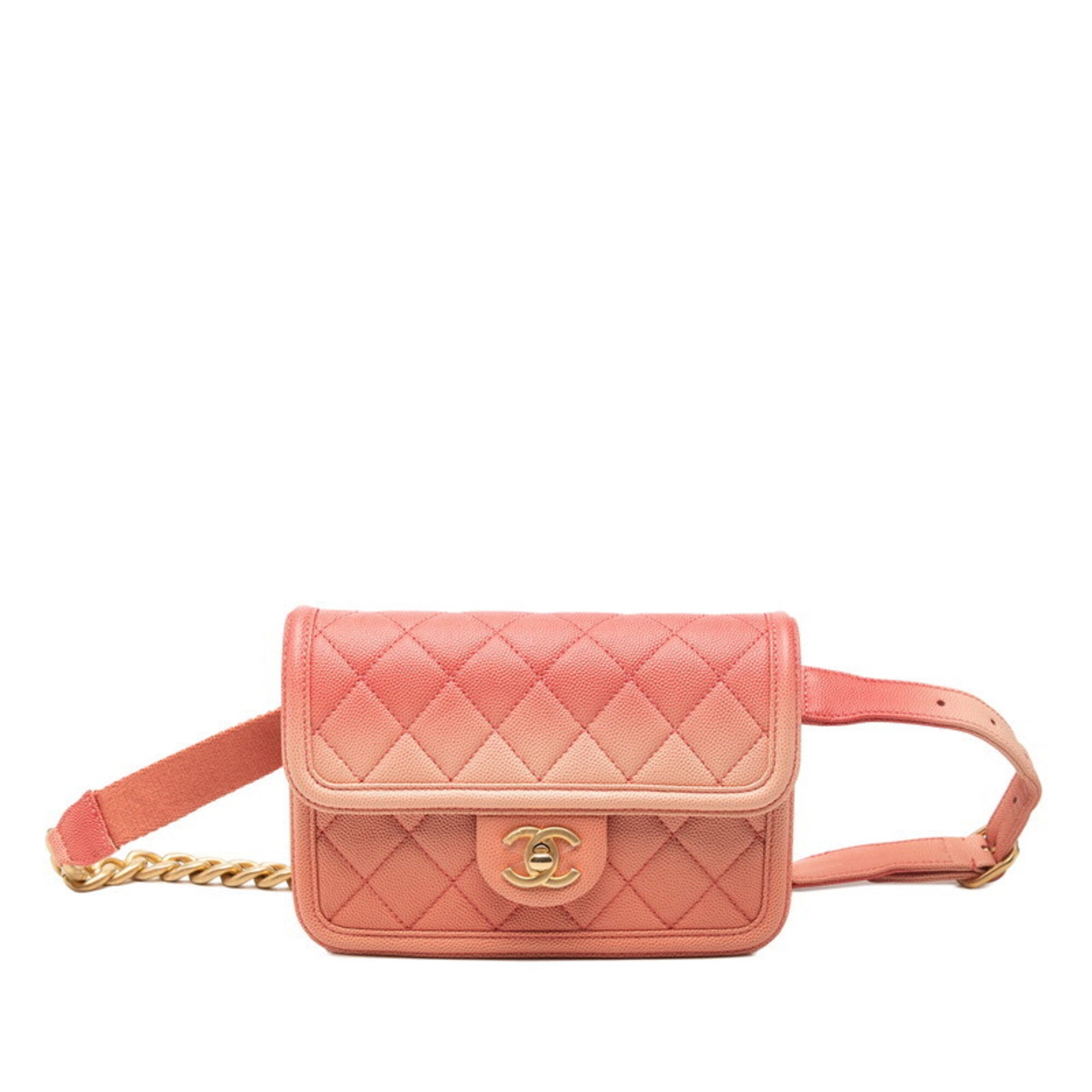 Chanel Matelasse Pink Grained Calfskin Fanny Pack (Pre-Owned)