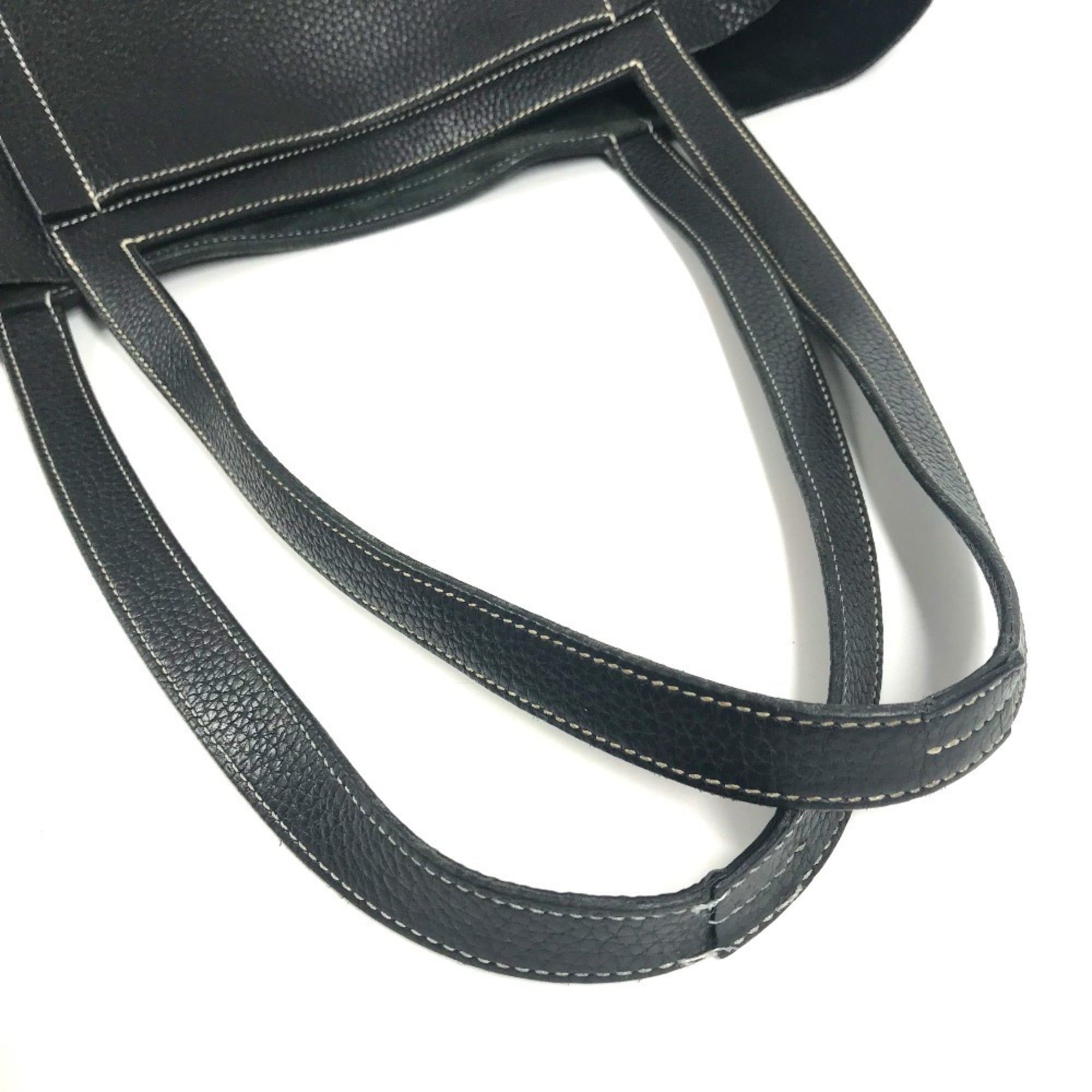 Hermes Black Leather Shoulder Bag Tote Bag (Pre-Owned)