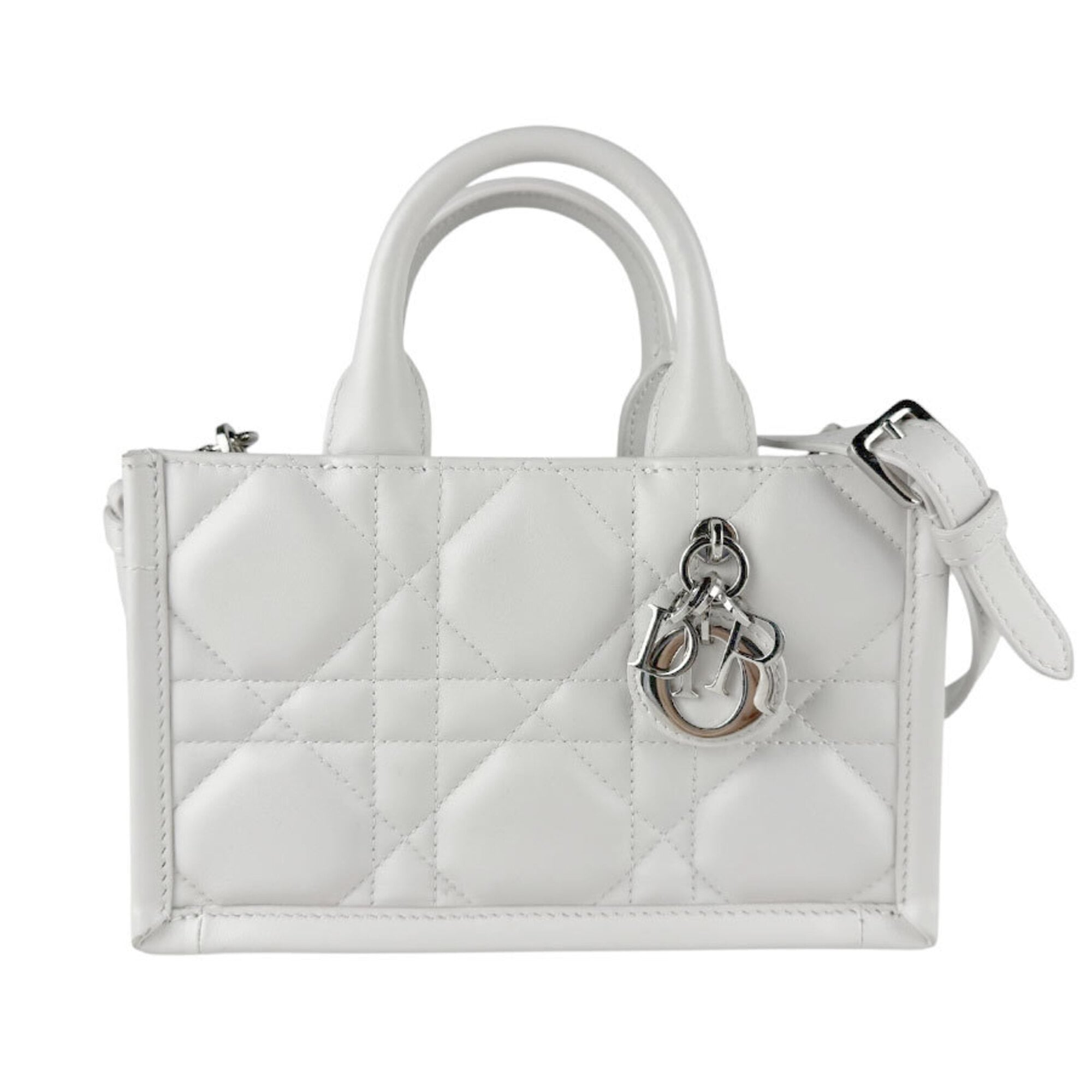 Christian Dior White Leather Handbag Shoulder Bag (Pre-Owned)