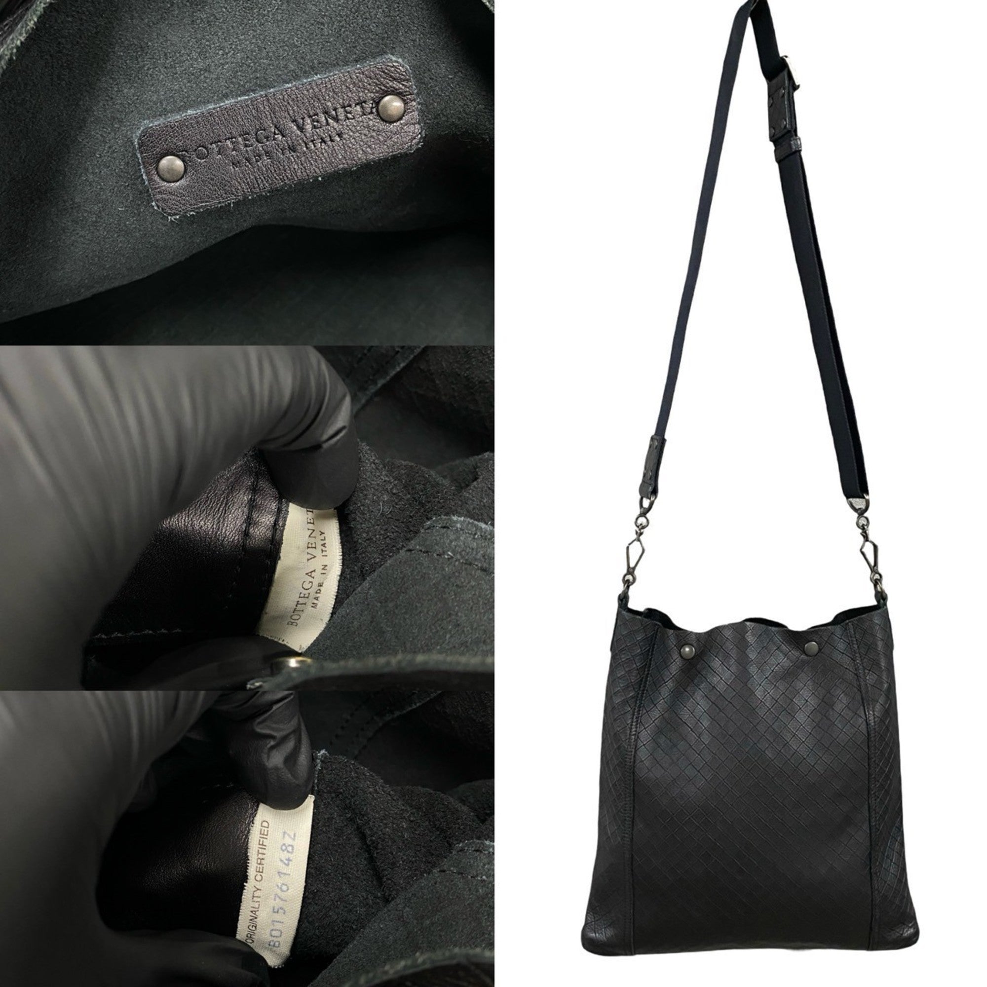 Bottega Veneta Black Leather Pochette Shoulder Bag (Pre-Owned)
