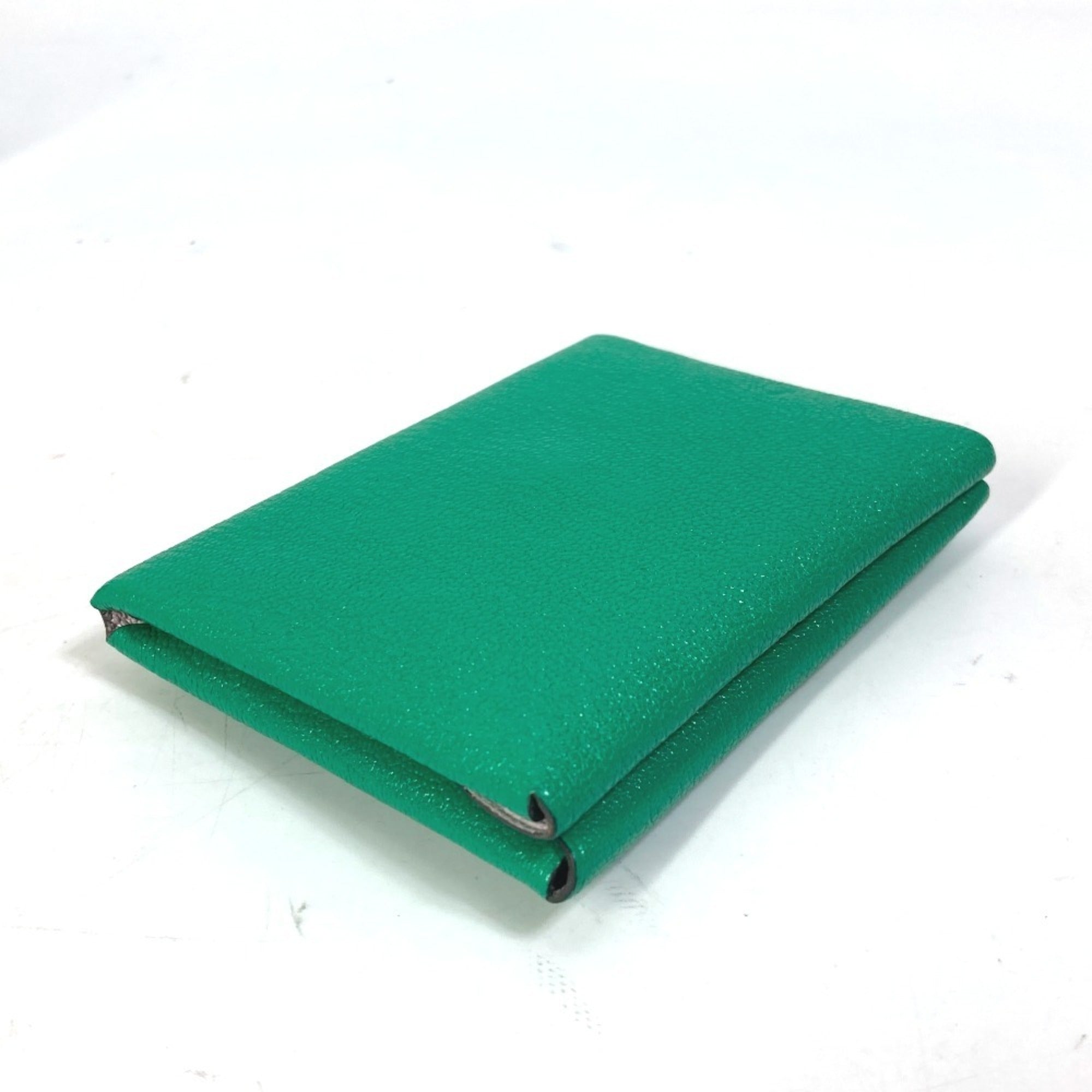 Hermes Bicolor Green Mint Green Pink Chevre Leather Coin Purse/Coin Case (Pre-Owned)
