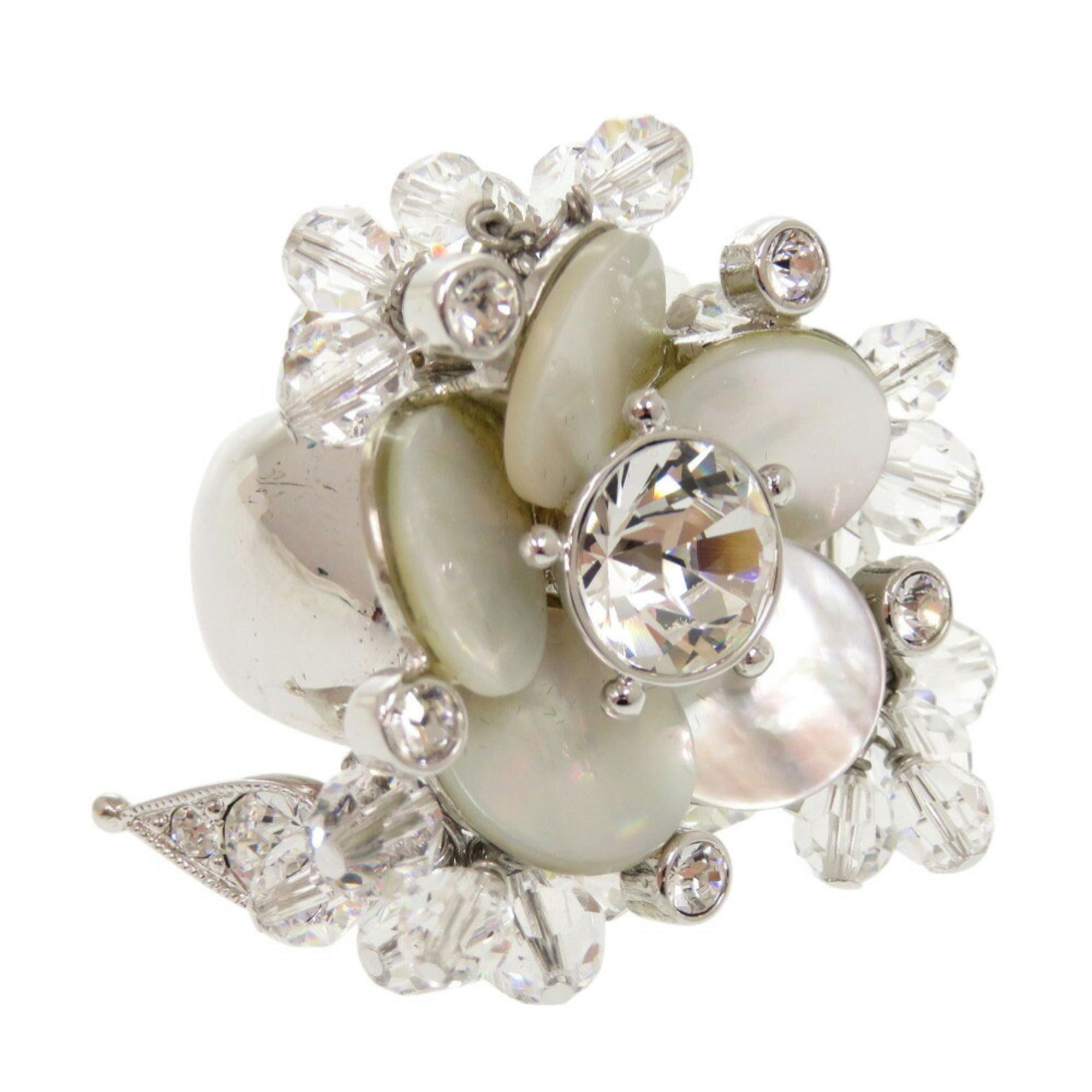 Christian Dior Silver White Metal Band Ring (Pre-Owned)