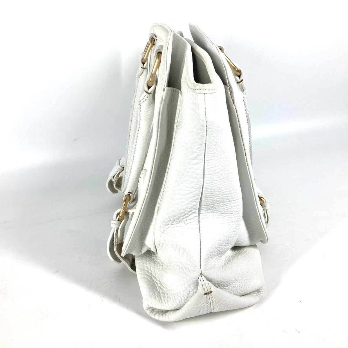 Fendi White Leather Shoulder Bag Tote Bag (Pre-Owned)