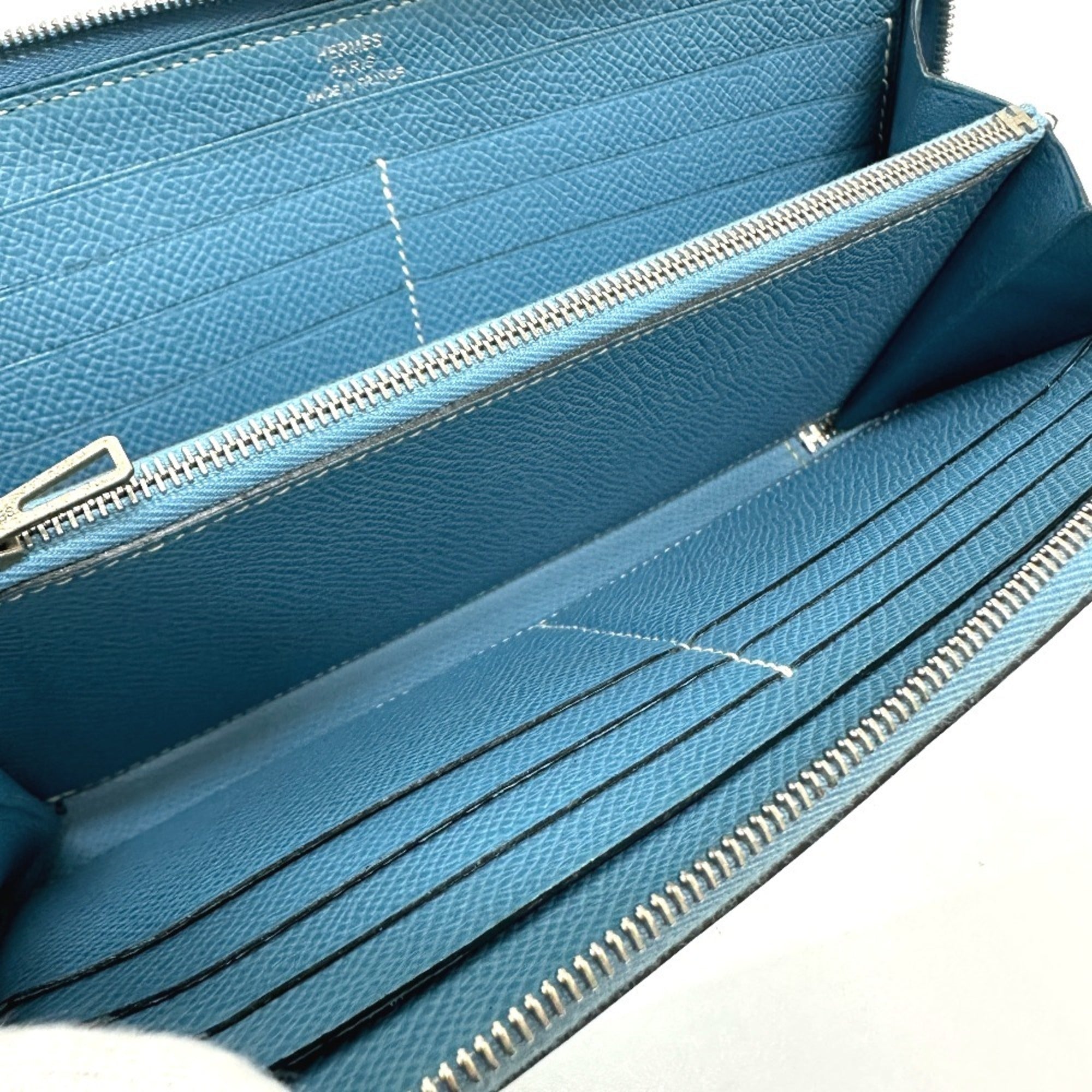 Hermes Blue Jean Epsom Leather Long Wallet (Bi-Fold) (Pre-Owned)