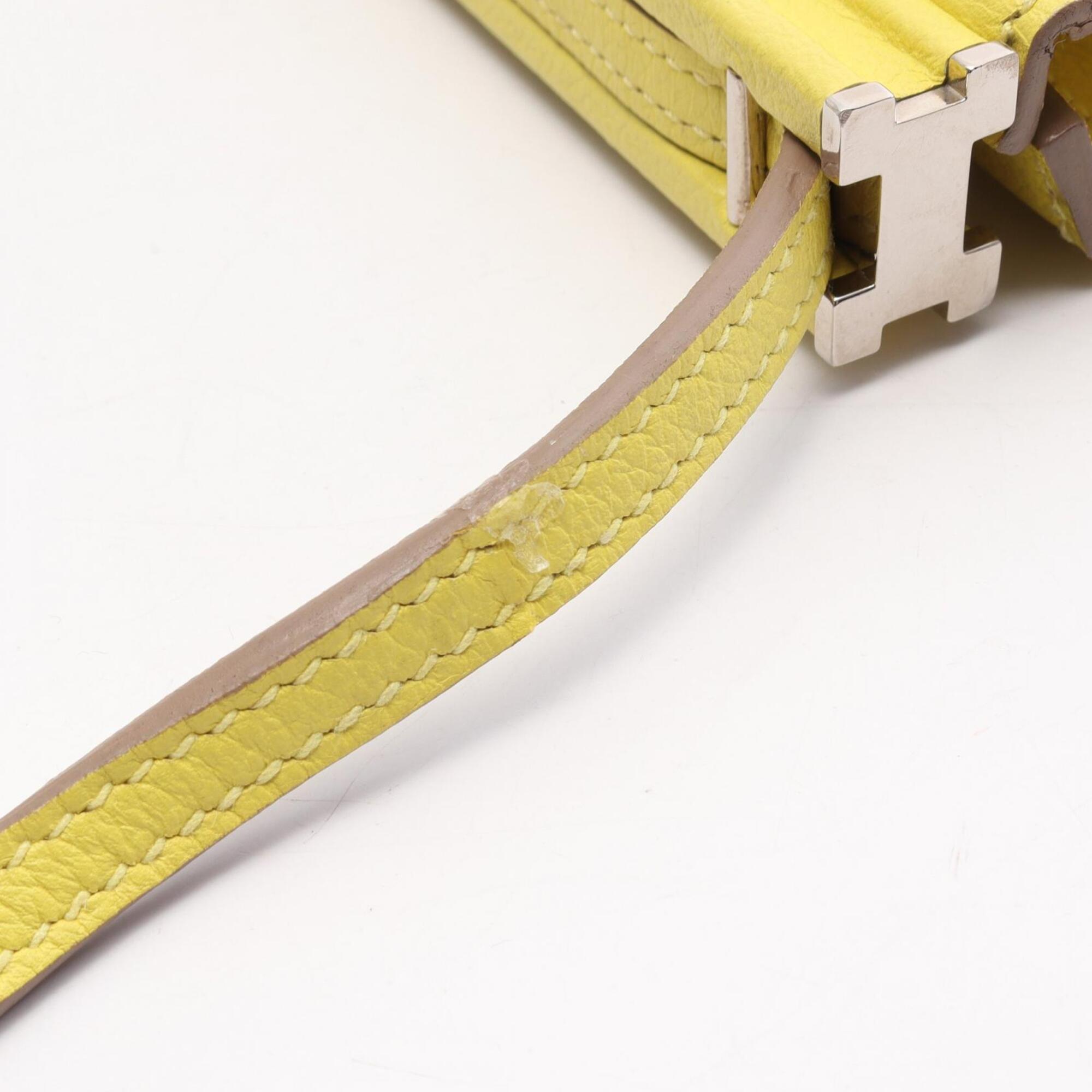 Hermes Lime Yellow Leather Handbag Shoulder Bag (Pre-Owned)