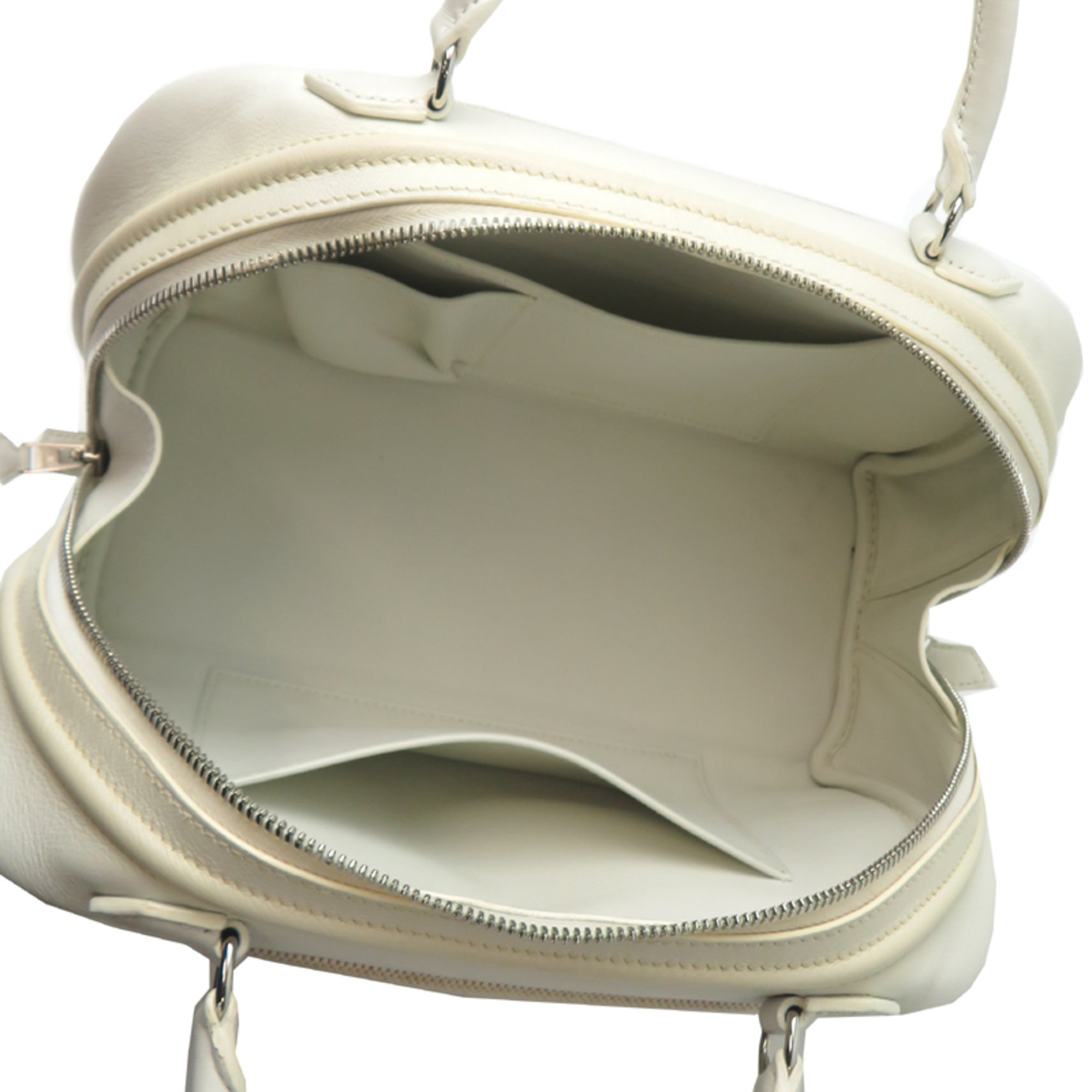Hermes White Swift Leather Boston Bag (Pre-Owned)