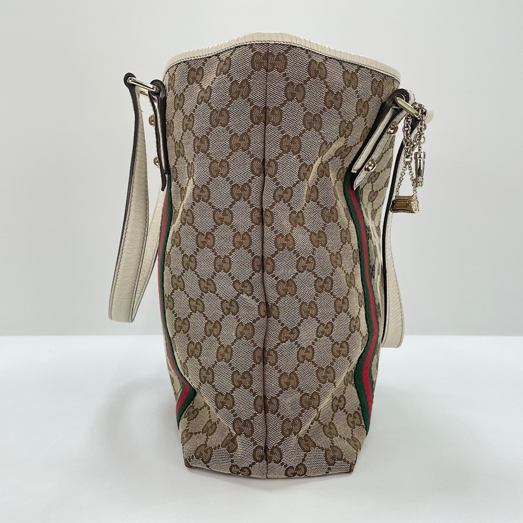 Gucci Sherry Line Beige Handbag (Pre-Owned)