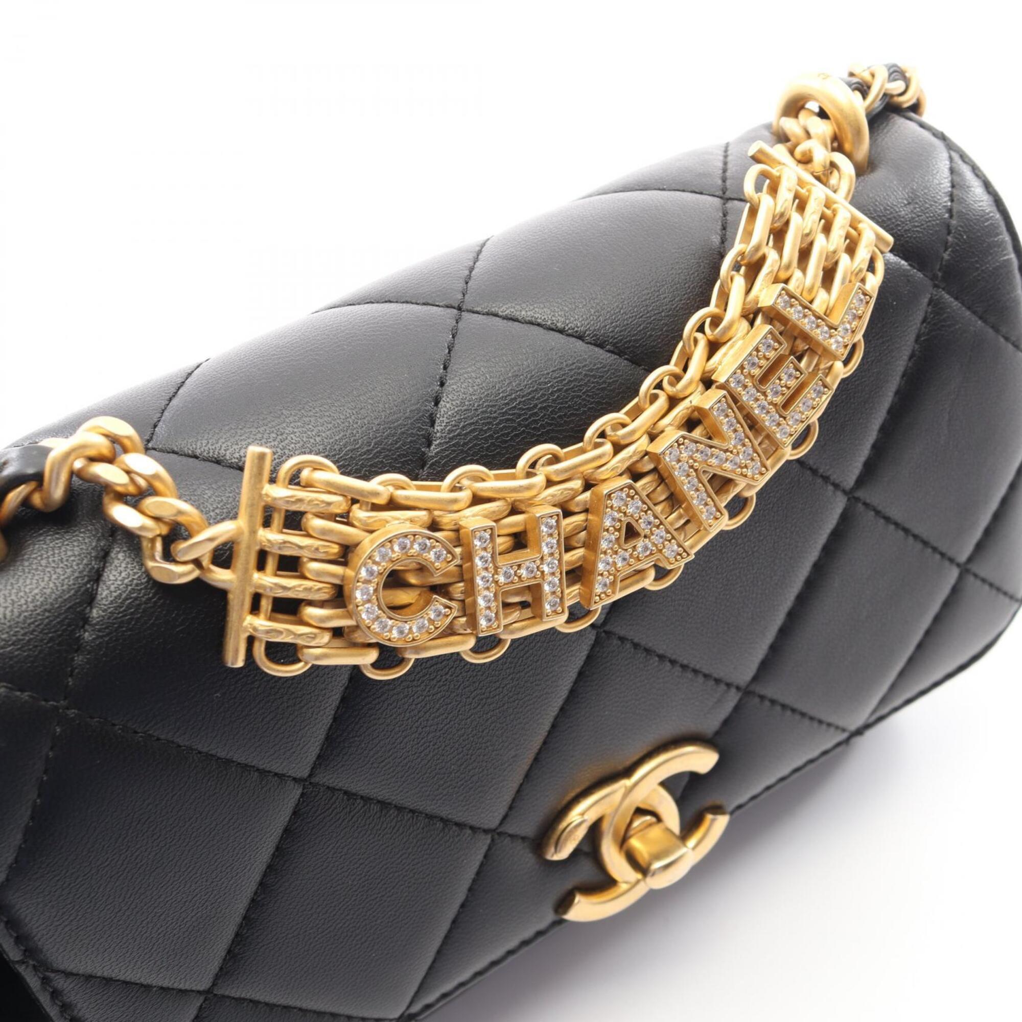 Chanel Black Leather Handbag Shoulder Bag (Pre-Owned)