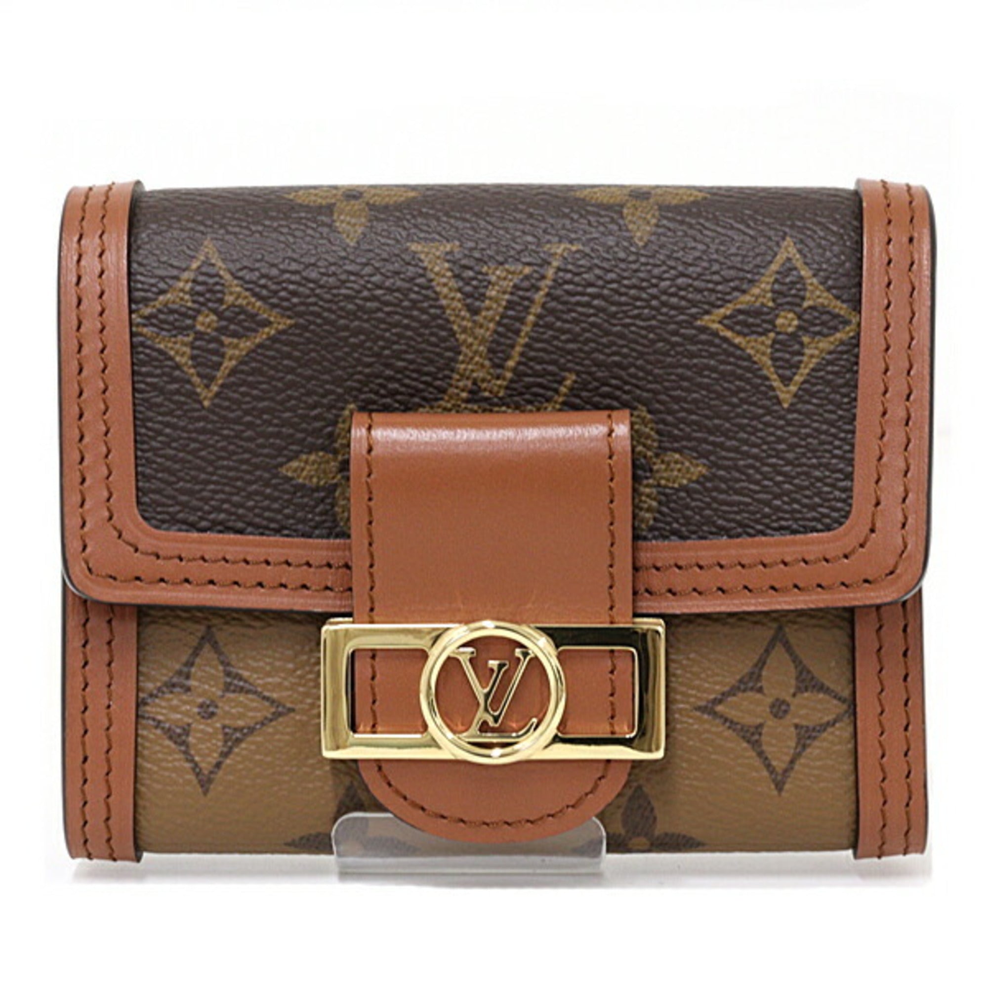 Louis Vuitton Monogram Reverse Brown Light Brown Monogram Reverse Monogram Canvas Leather Wallet (Tri-Fold) (Pre-Owned)