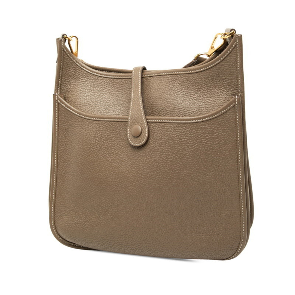 Hermes Etoupe Gray Taurillon Clemence Leather Shoulder Bag (Pre-Owned)