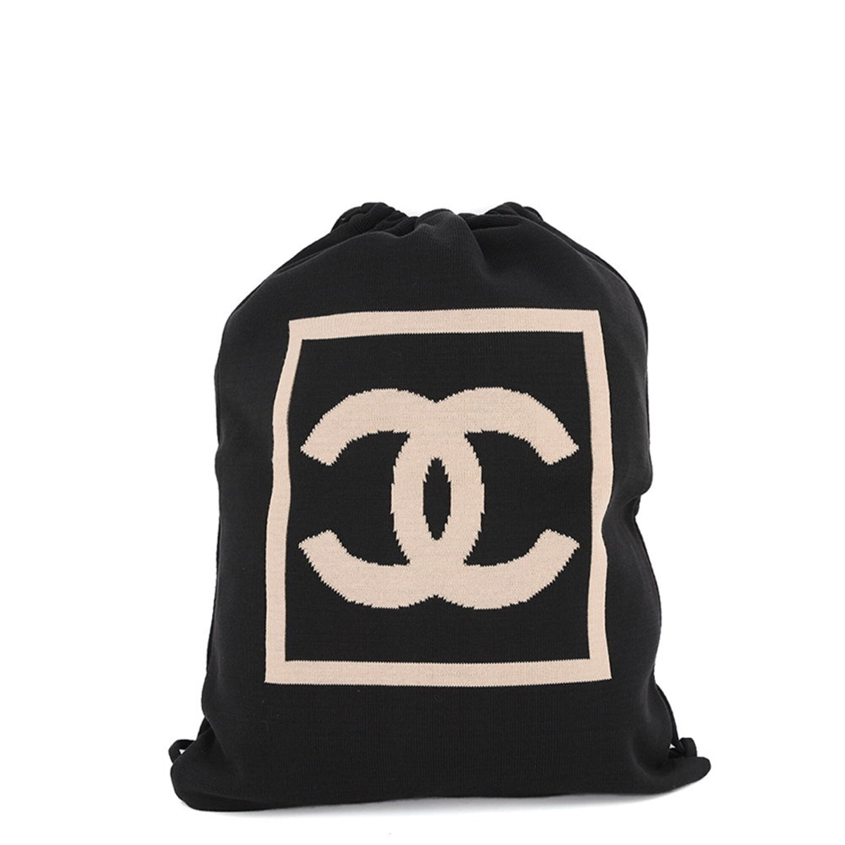 Chanel Beige Black Cotton Handbag (Pre-Owned)
