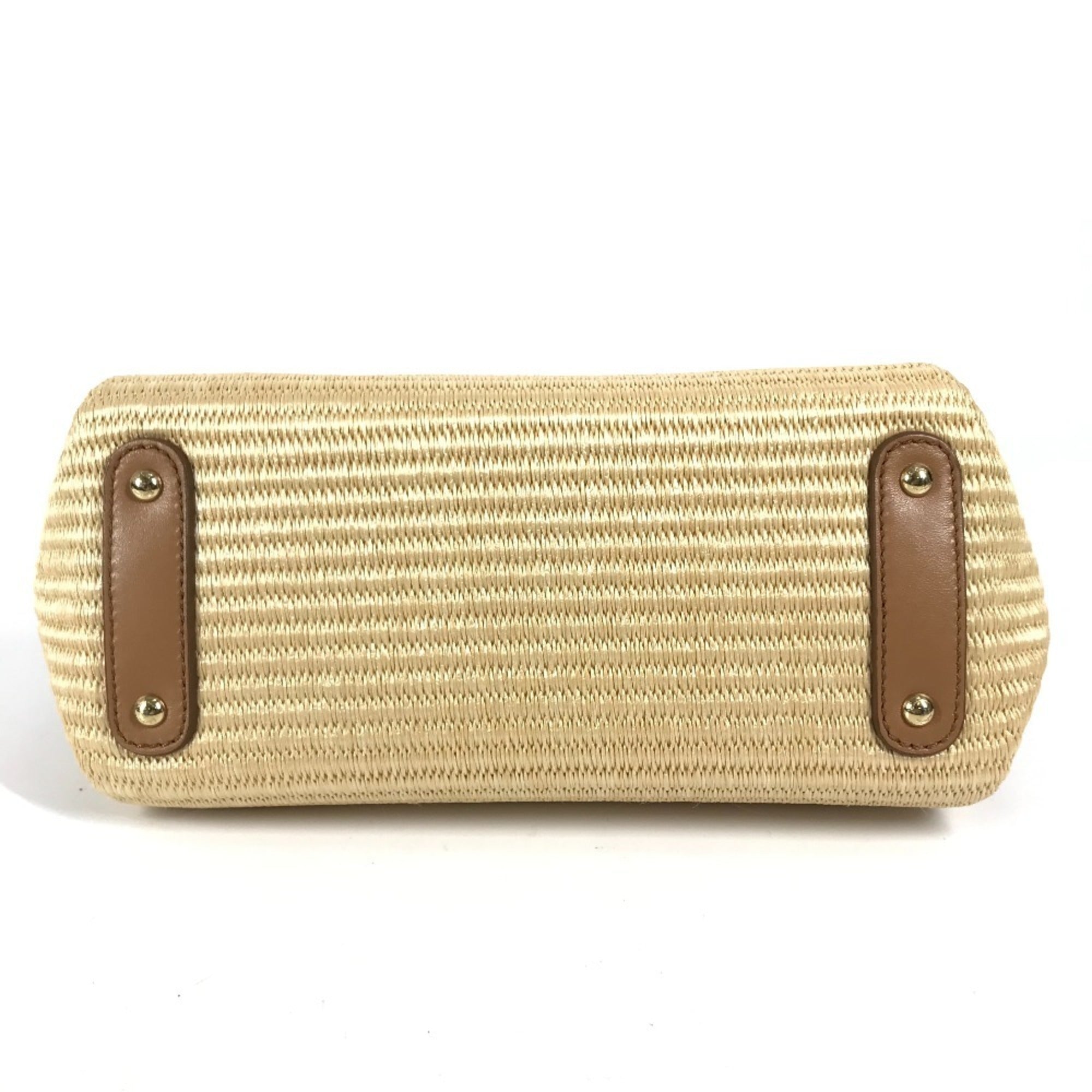 Salvatore Ferragamo Beige Straw Leather Handbag Shoulder Bag (Pre-Owned)