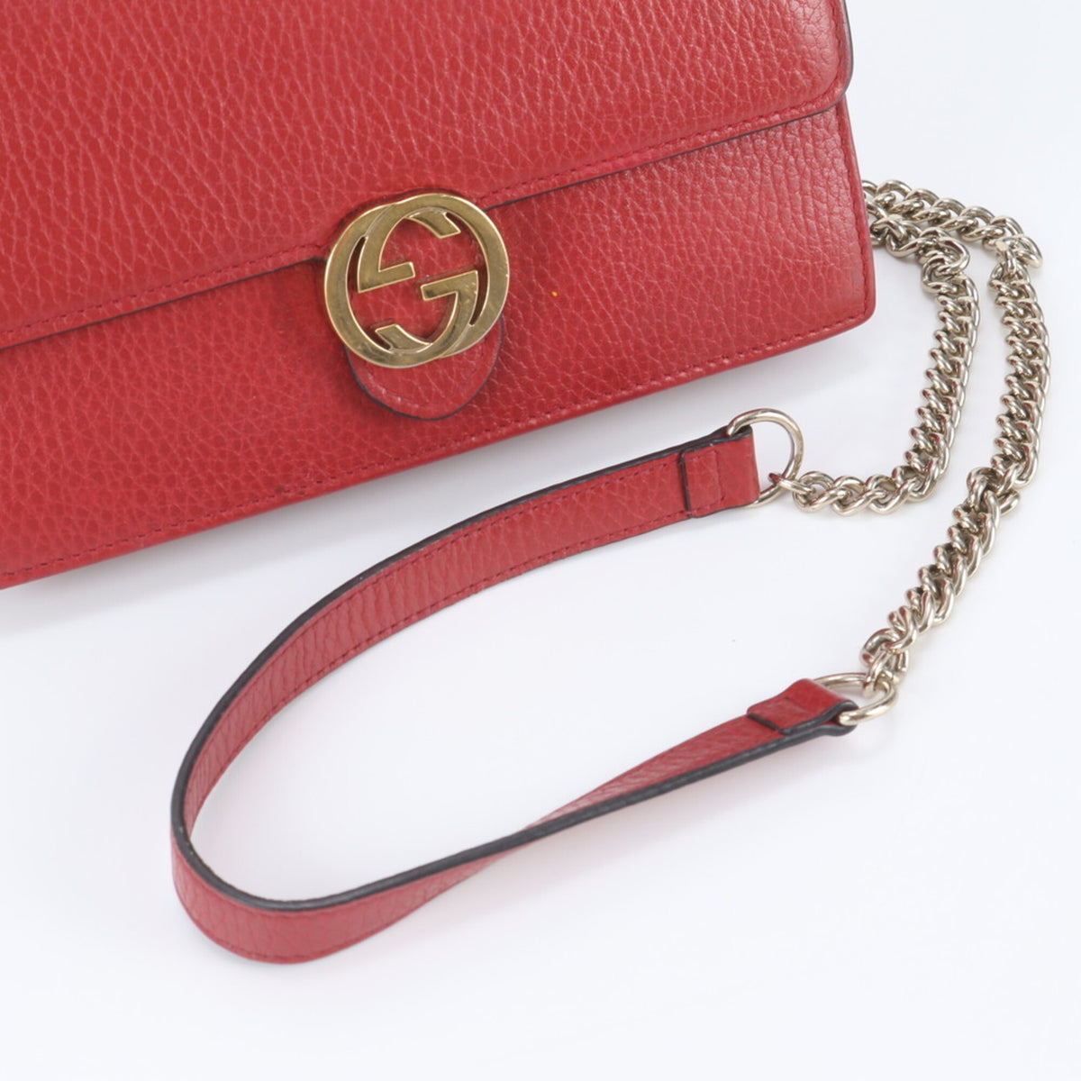 Gucci Red Color Leather Clutch Bag Shoulder Bag (Pre-Owned)