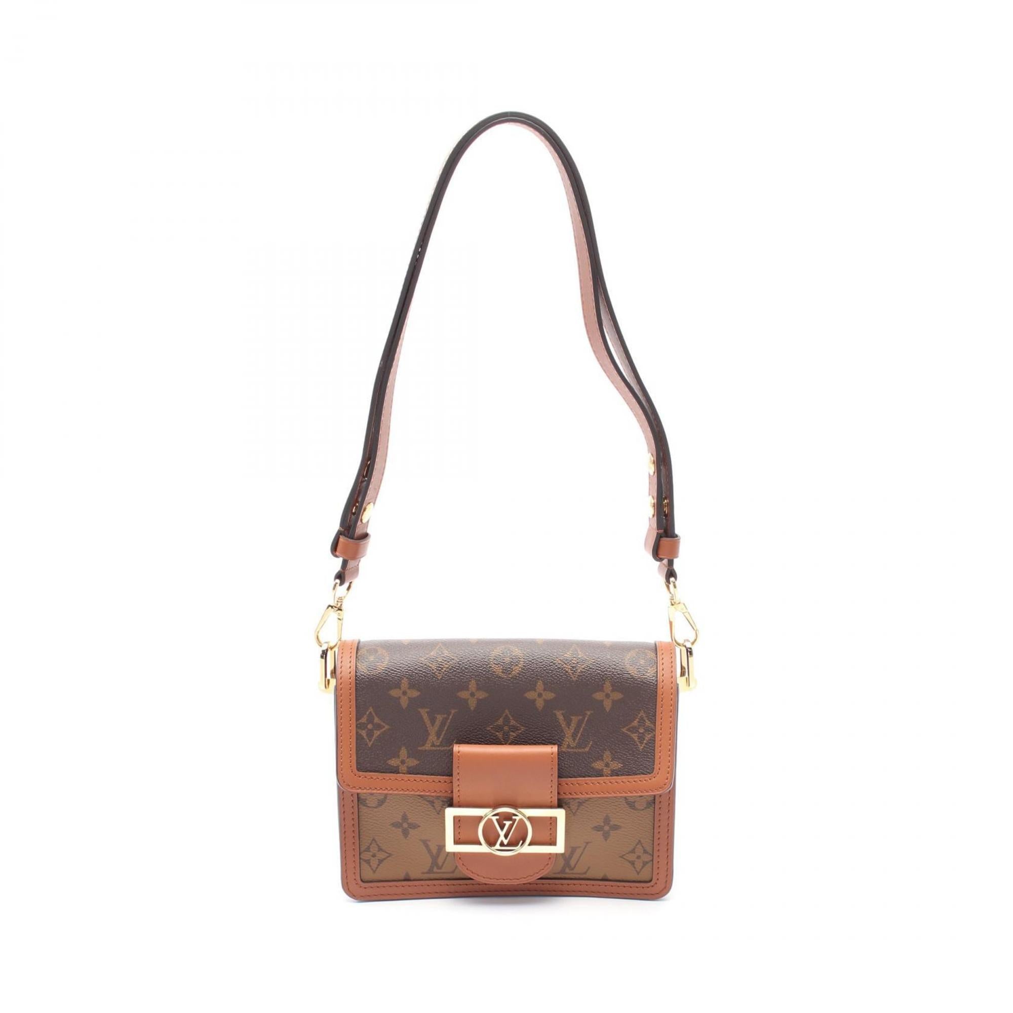 Louis Vuitton Beige Brown Coated Canvas Leather Shoulder Bag (Pre-Owned)