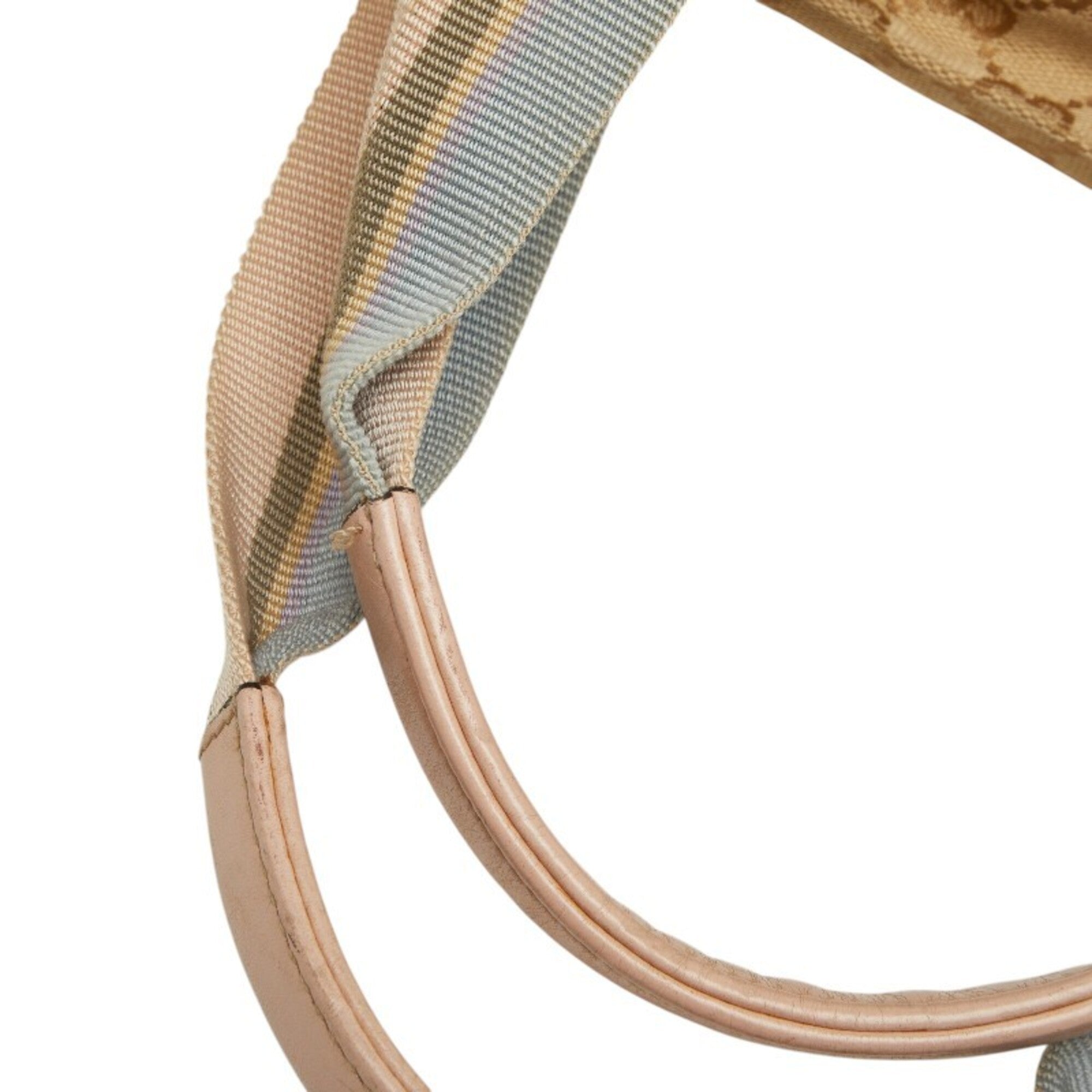 Gucci Beige Pink Canvas Leather Tote Bag (Pre-Owned)